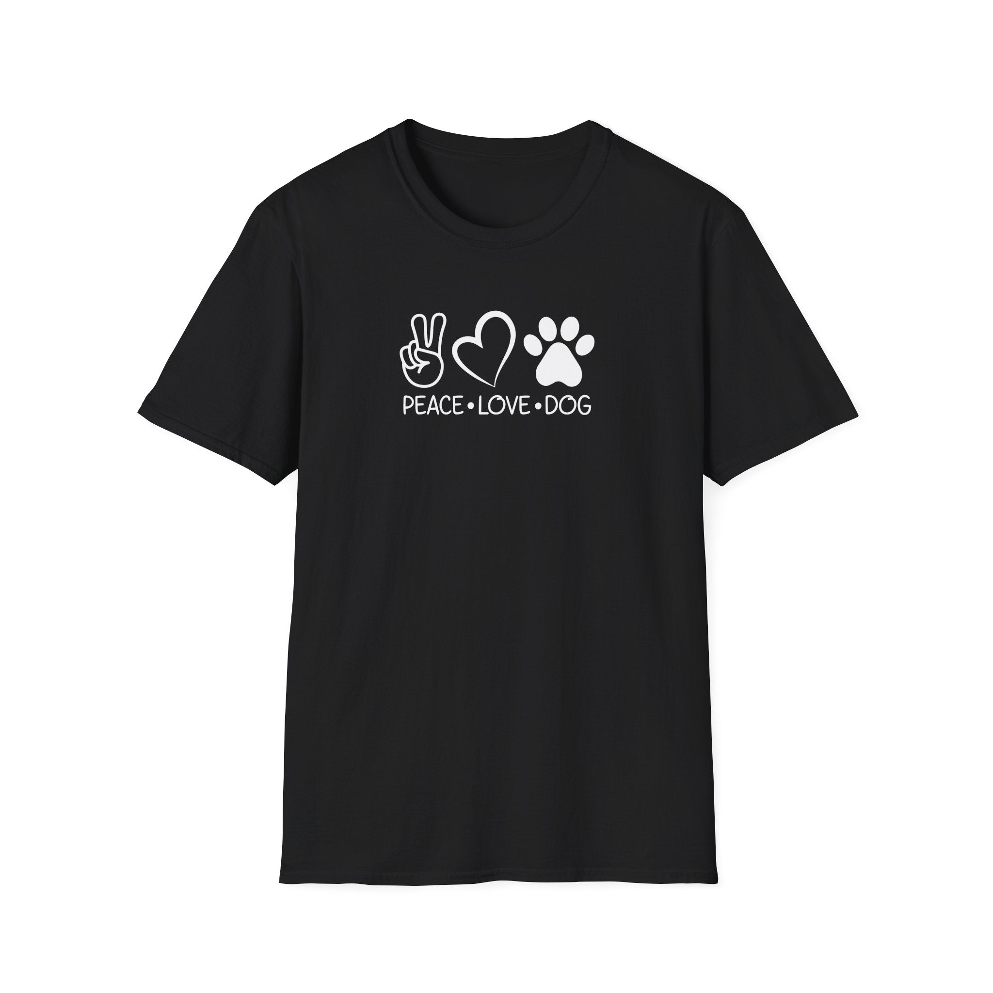 Peace Love Dog Unisex Softstyle T-Shirt, Perfect Gift for Dog Lovers, Casual Wear, Pet Lovers' Day, Adoption Events, Animal Lovers