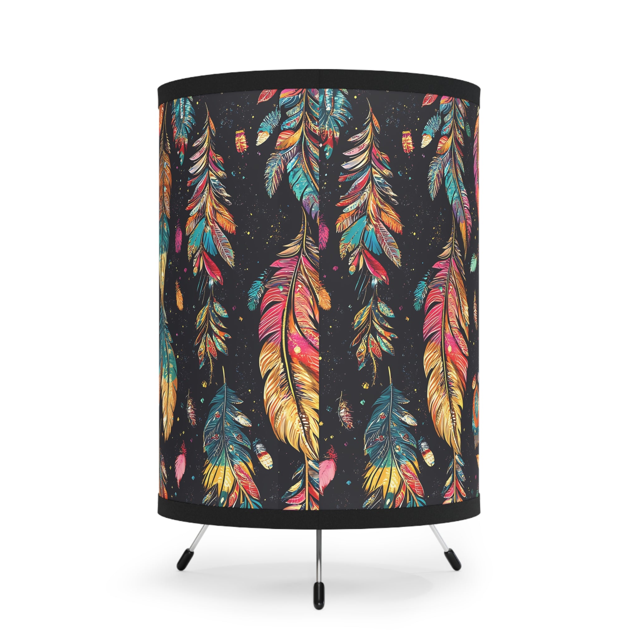 Night Sky Feather Design Table Lamp, Unique Lighting, Gift for Nature Lovers, Vintage Style, Home Decor, US\'CA Plug