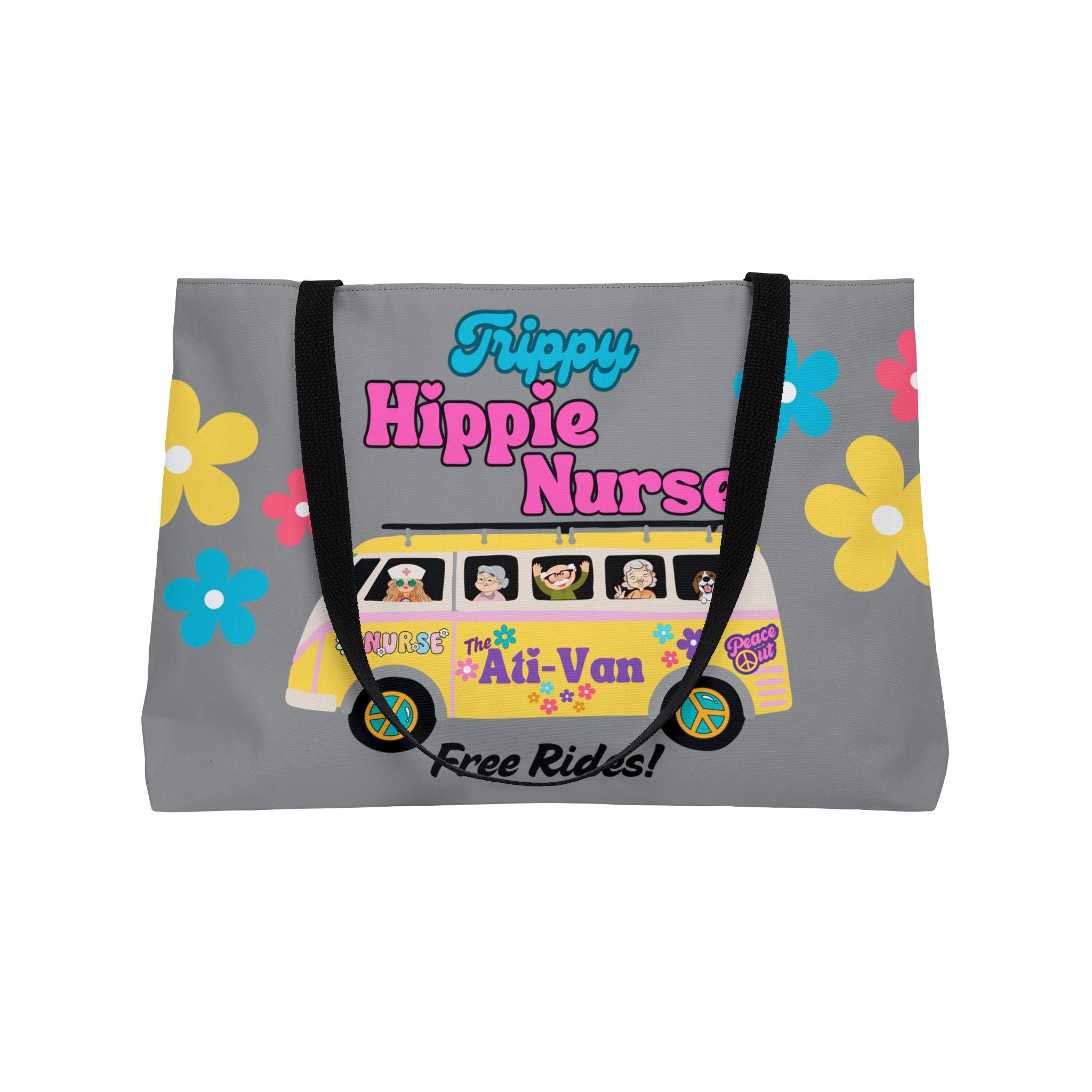 Trippy Hippie Nurse, Ati-Van Hippie Van Tote Bag, Nurse Tote Bag