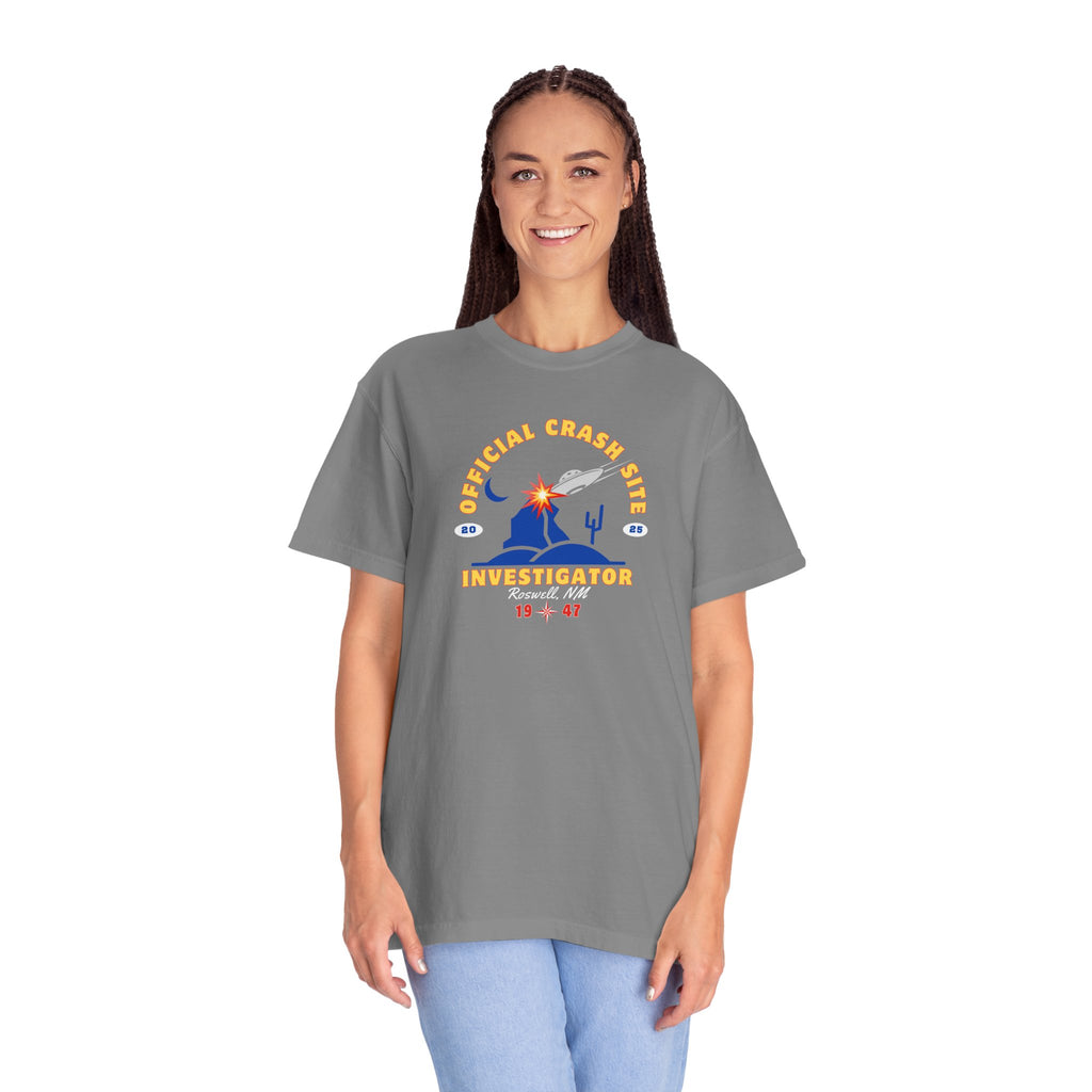 UFO Crash Site Investigator Unisex T-Shirt - Alien UFO Space Funny Tee, Extraterrestrial Sci-fi Graphic Shirt, Roswell, NM