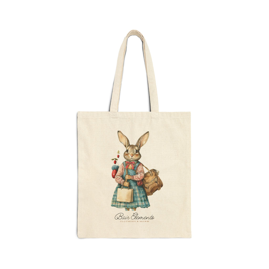 Woodland Autumn Bunny Heavy Canvas Shopping Tote, Bunny Shopping Tote