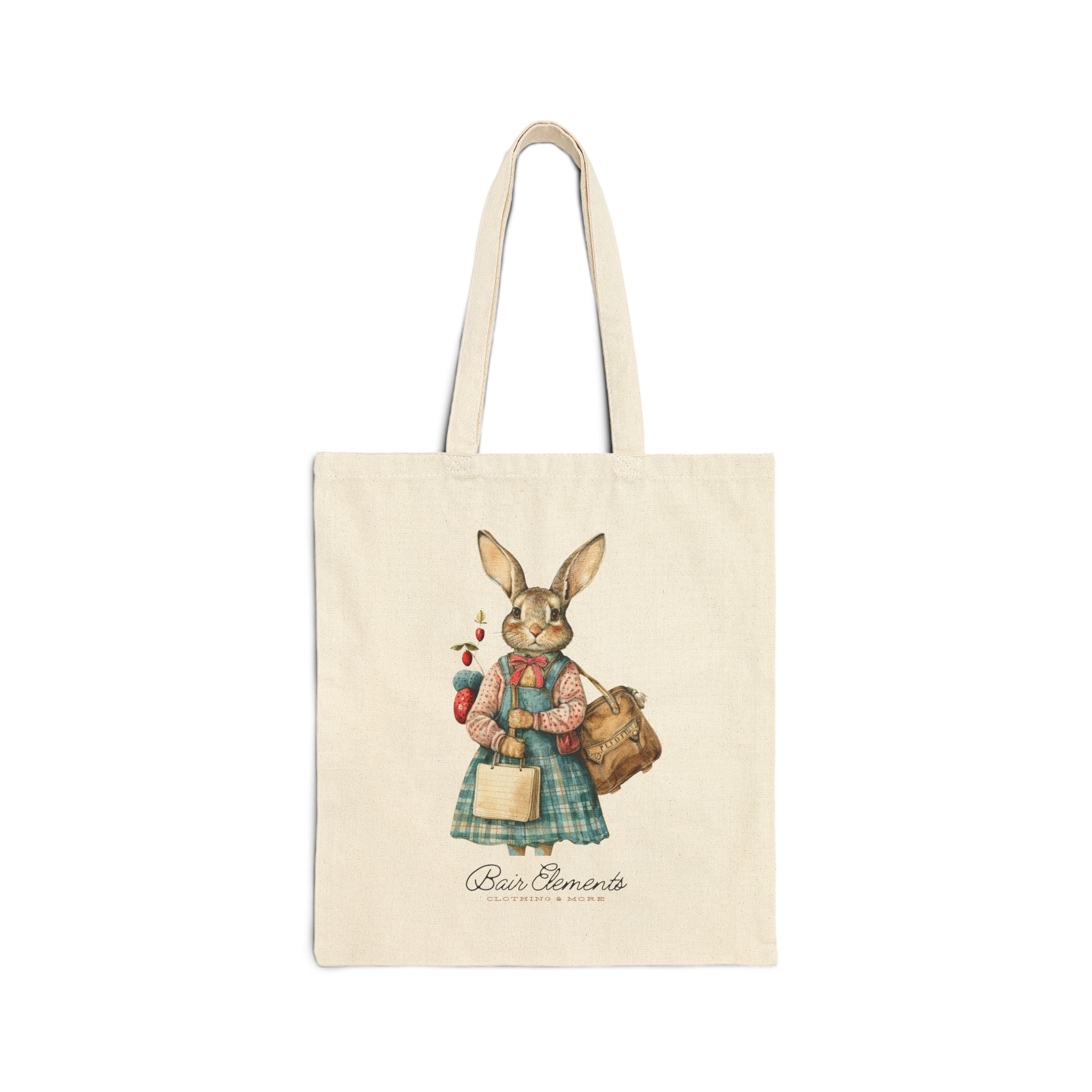 Woodland Autumn Bunny Heavy Canvas Shopping Tote, Bunny Shopping Tote