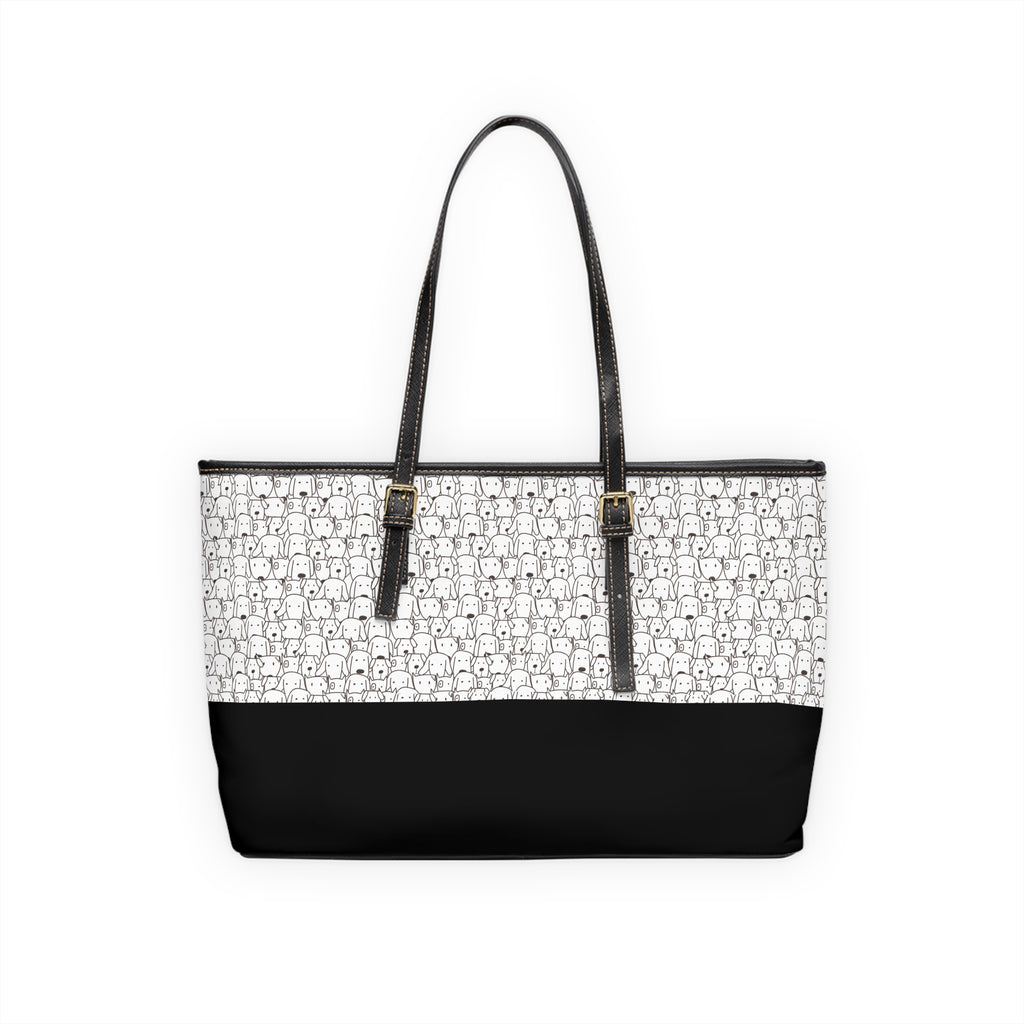 Dog Face Leather Tote Bag, PU Leather Tote