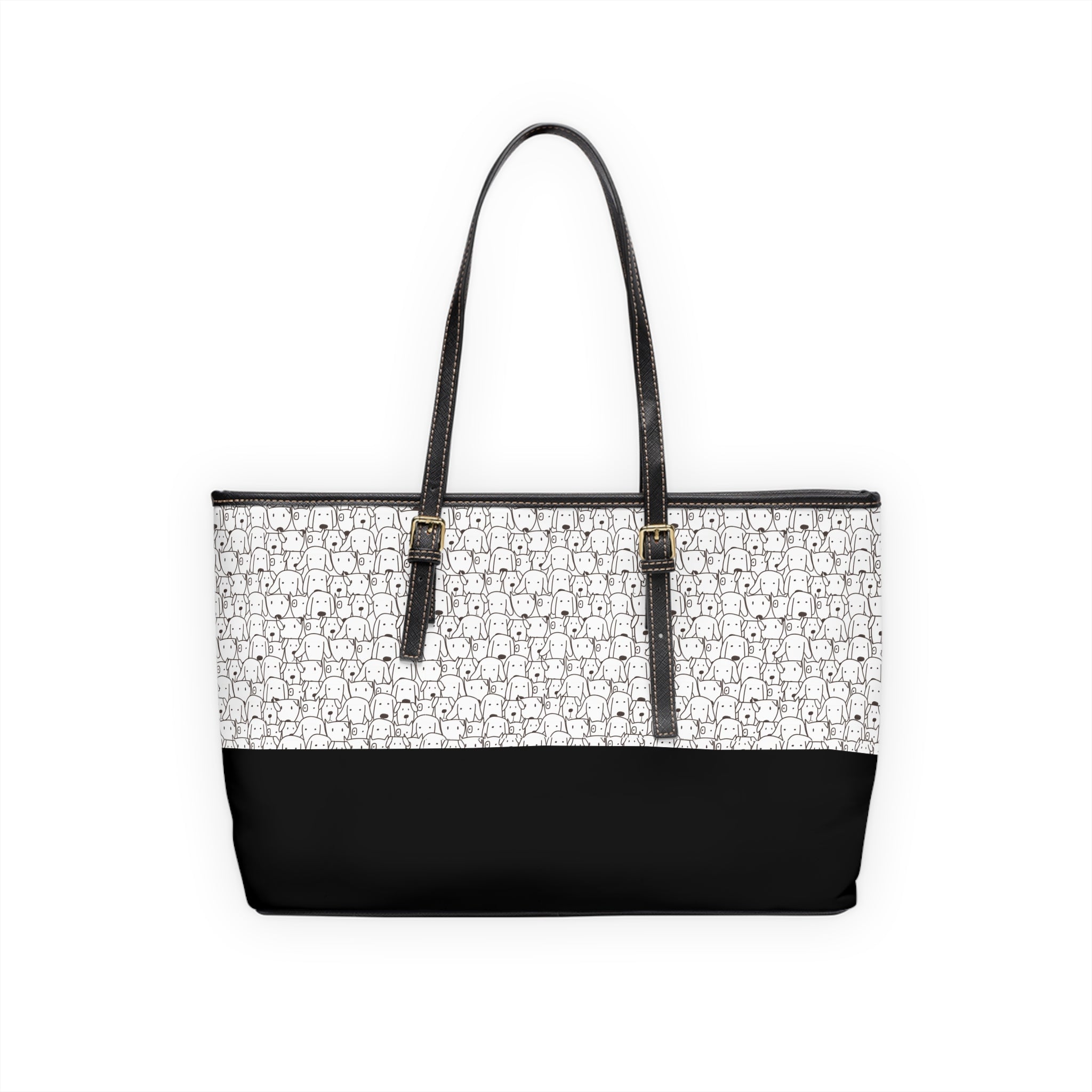 Dog Face Leather Tote Bag, PU Leather Tote