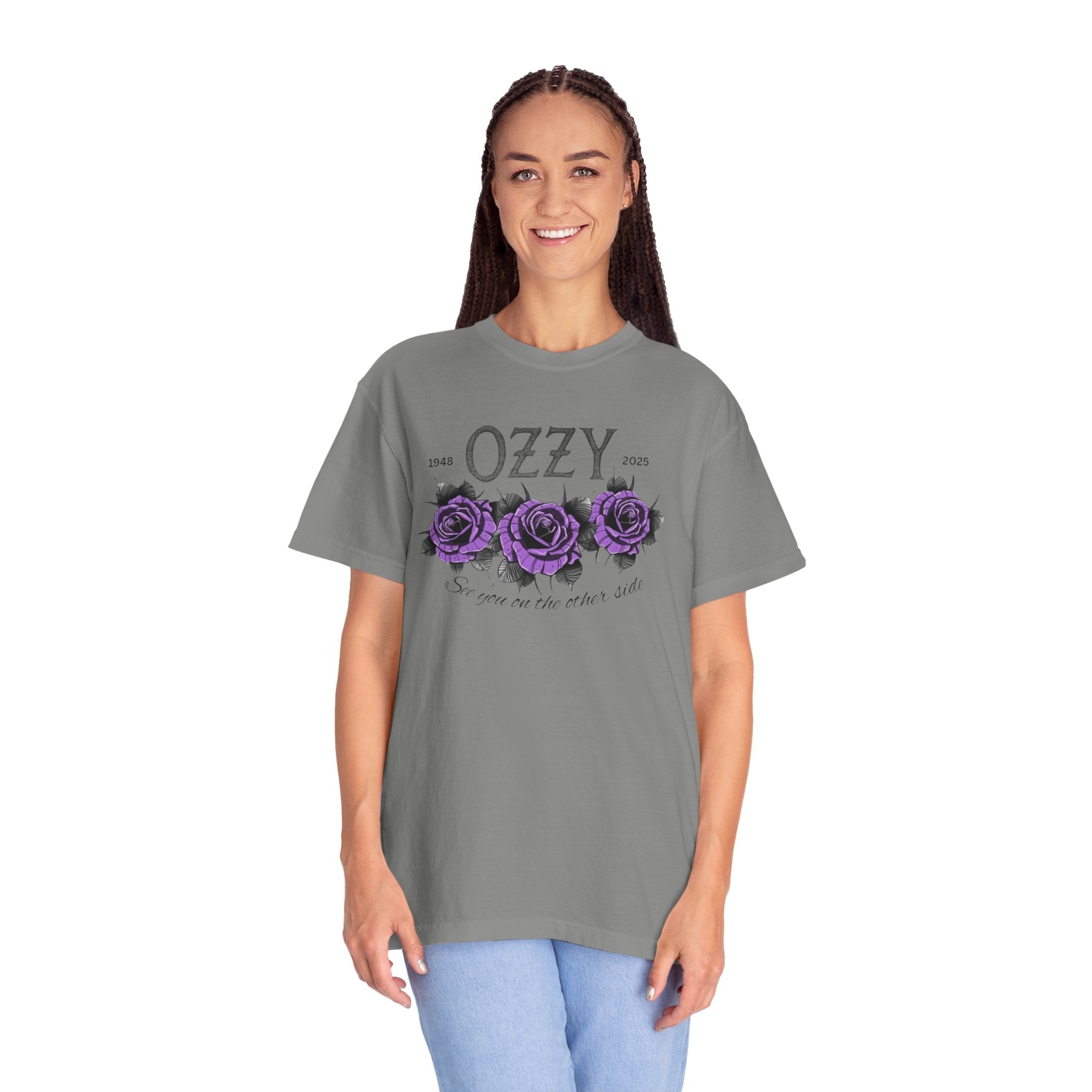 Vintage OZZY Floral T-Shirt, Memorial Blk Sabbath Music Lover Tee, Custom Artistic Graphic, Casual Wear