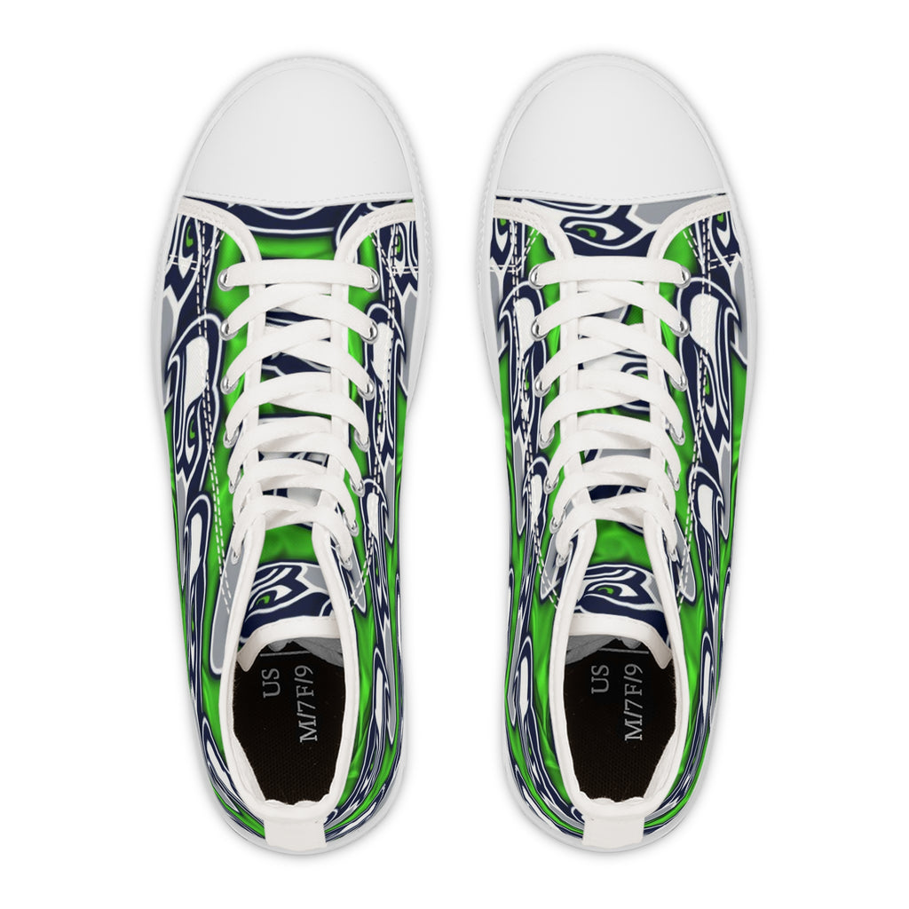 Seattle Seahawks High Top Sneakers for Women, Canvas Shoe, NFL Football Fan Gift, Sports Team Custom Shoes, Game Day Sneaker
