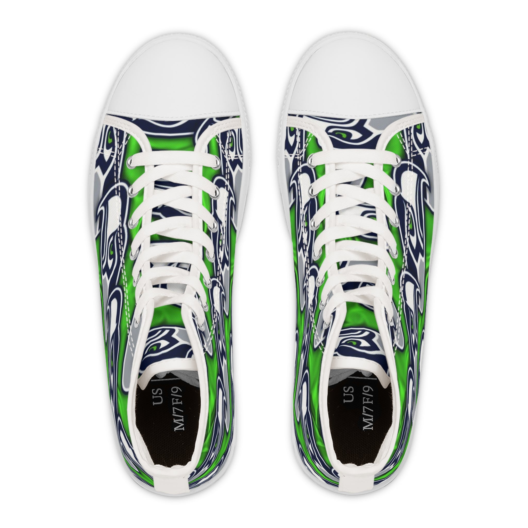 Seattle Seahawks High Top Sneakers for Women, Canvas Shoe, NFL Football Fan Gift, Sports Team Custom Shoes, Game Day Sneaker