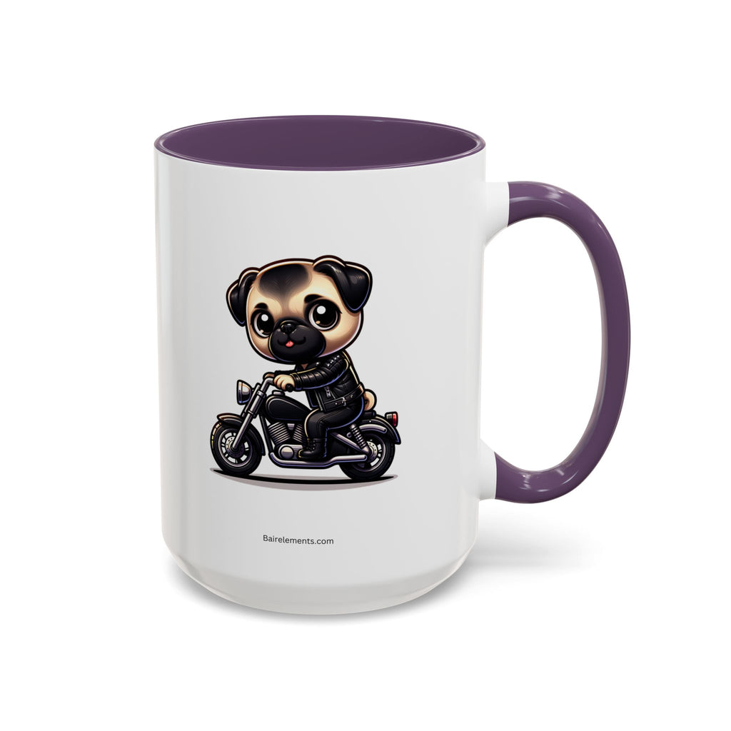 Personalized Motorcycle Pug Mug , Custom Dog Lover Coffee Cup