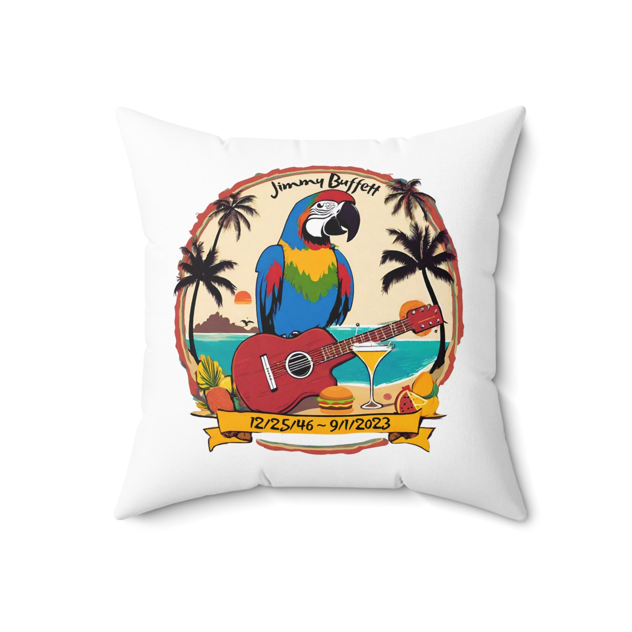 Jimmy Buffett Tribute, Parrot Throw Pillow, Jimmy Buffett Pillow