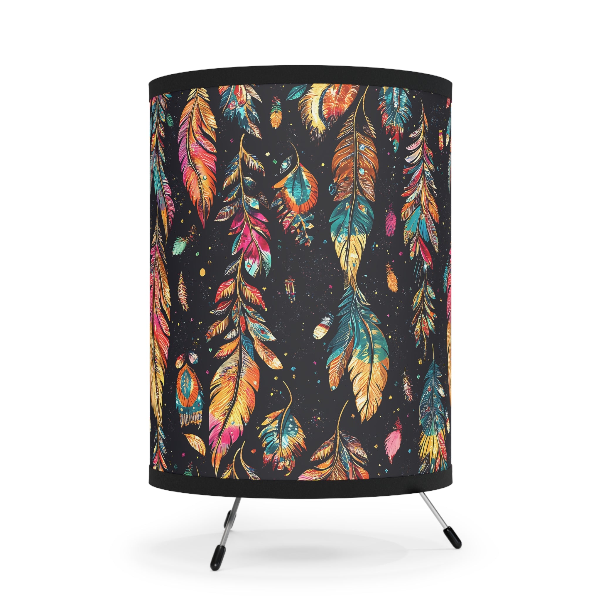 Night Sky Feather Design Table Lamp, Unique Lighting, Gift for Nature Lovers, Vintage Style, Home Decor, US\'CA Plug