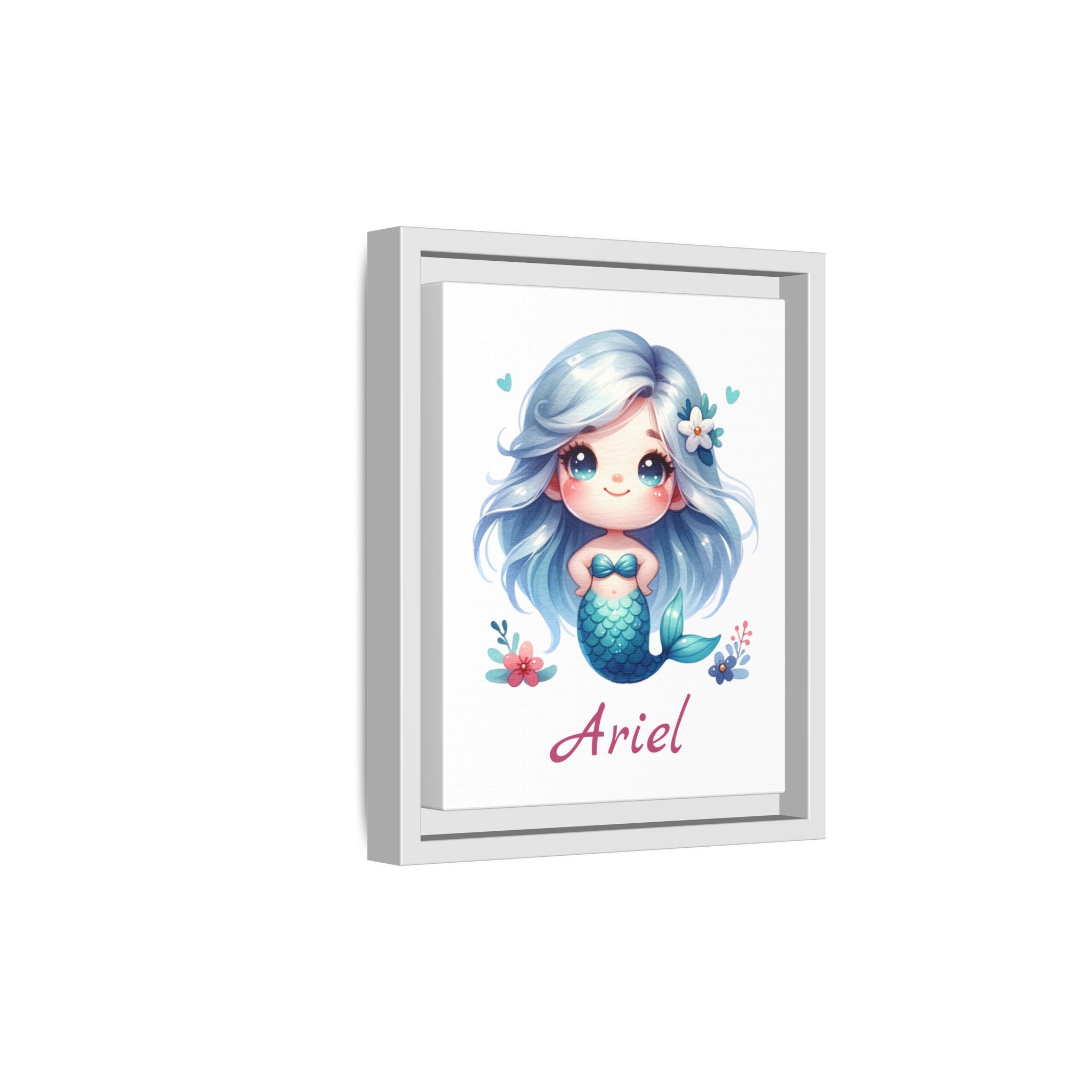 Personalized Little Red Haired Mermaid Wall Art, Girls Mermaid Bedroom Wall Art, Personalized Wall Art