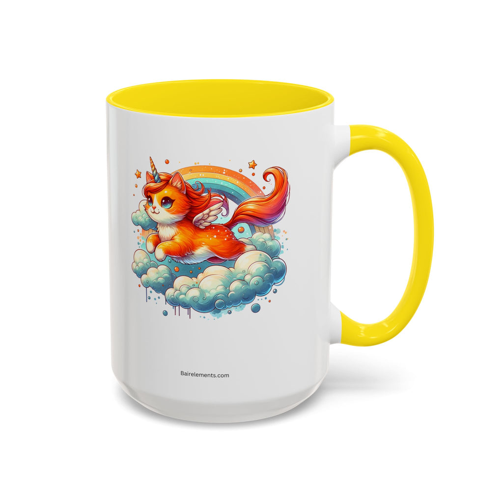 Personalized Flying Orange Unicorn Cat Coffee Mug, Orange Cat Mug