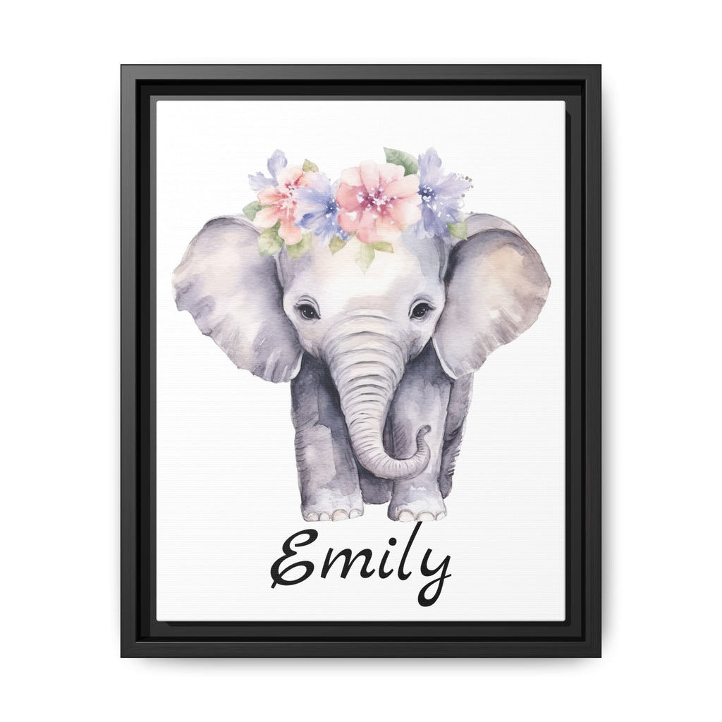 Personalized Baby Elephant Decor, Framed Picture Print, Gender Neutral Safari Animal Theme Gift, Matte Poster