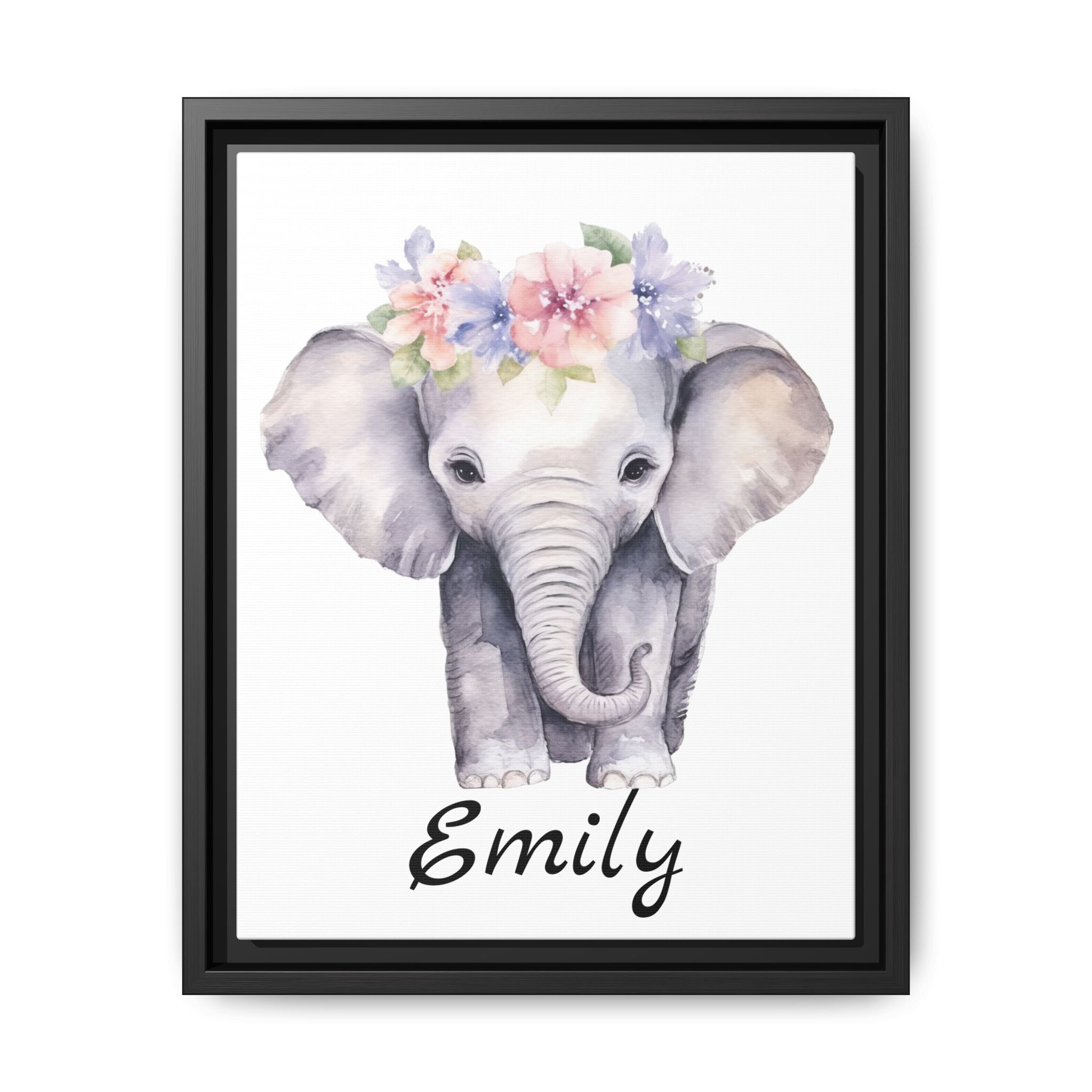 Personalized Baby Elephant Decor, Framed Picture Print, Gender Neutral Safari Animal Theme Gift, Matte Poster