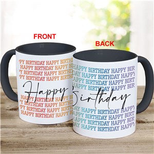 Personalized Colorful Happy Birthday Black Handle Coffee Mug