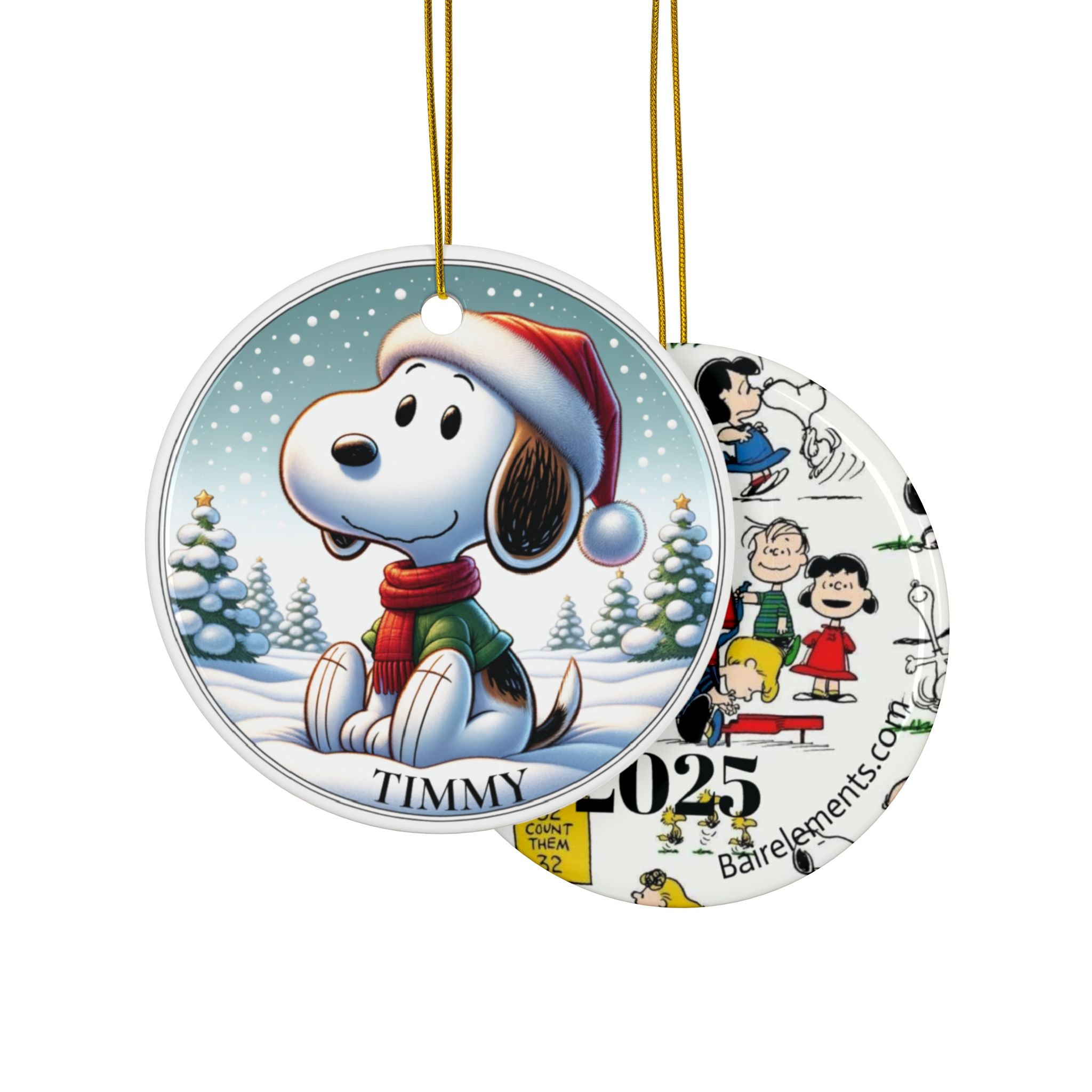 Personalized Holiday Classic Ceramic Ornament, Dated Personalized Christmas Ornament - Decorative Ceramic Ornament, Double-Sided, Holiday