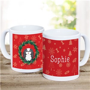 Personalized Christmas Wreath Pet Breed with Pet Icons in Background Coffee Mug