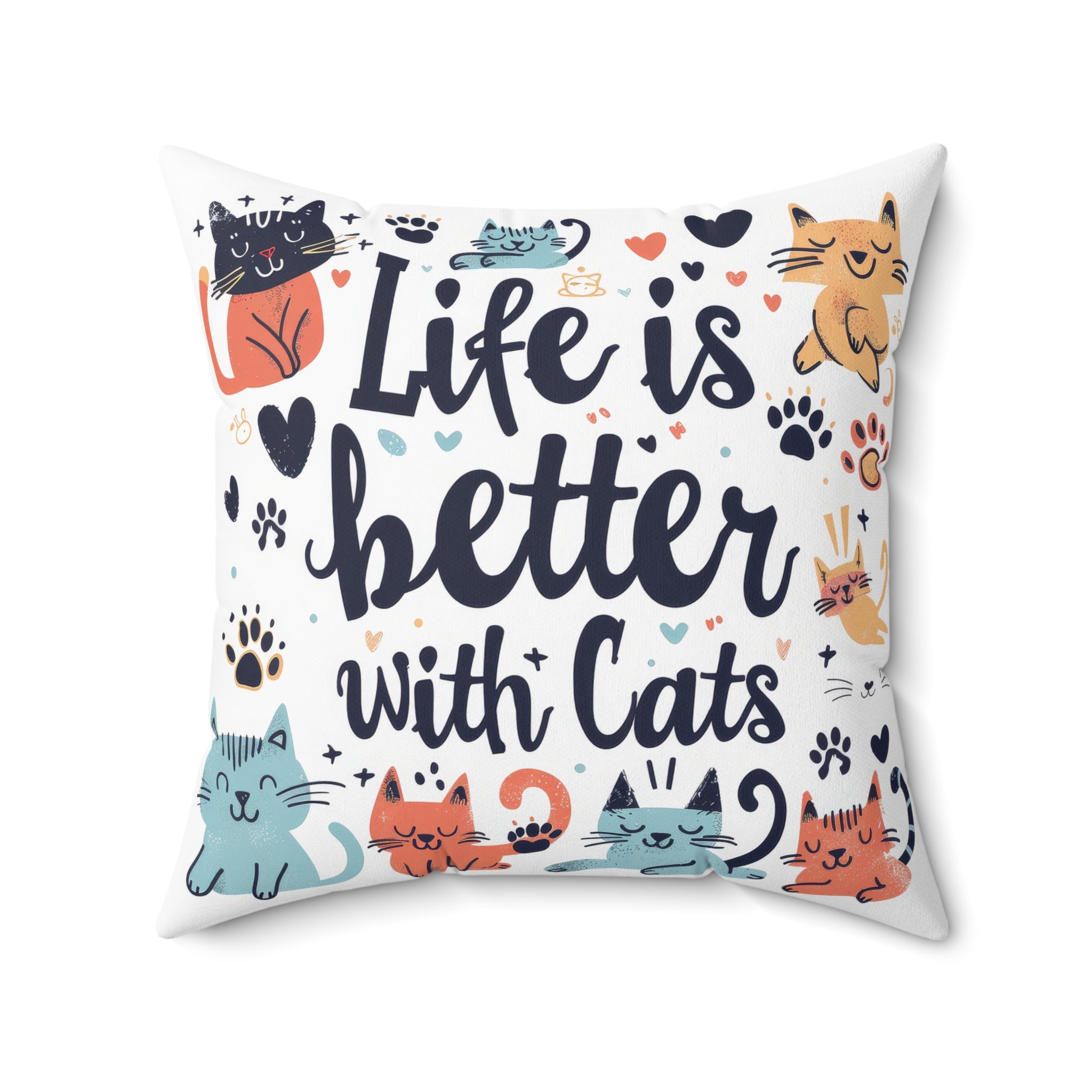Life is Better with Cats Throw Pillow, Cat Lover's Throw Pillow