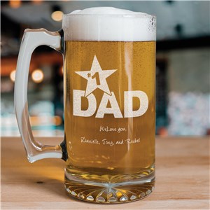 #1 Dad Personalized Sports Glass Mug