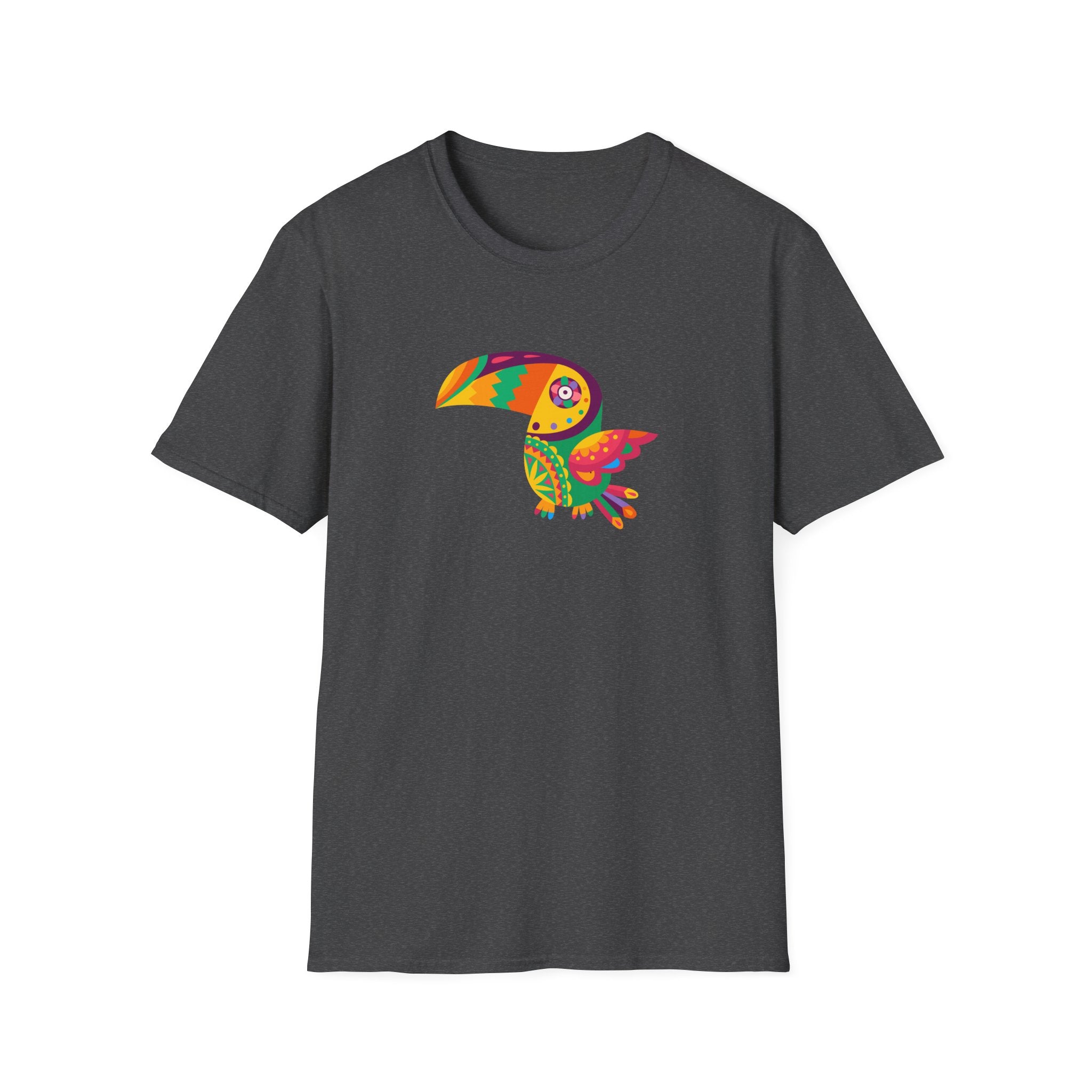Colorful Toucan Unisex Softstyle T-Shirt, Cute Tropical Shirt, Animal Lover Gift, Casual Wear, Summer Fashion, Nature Enthusiast