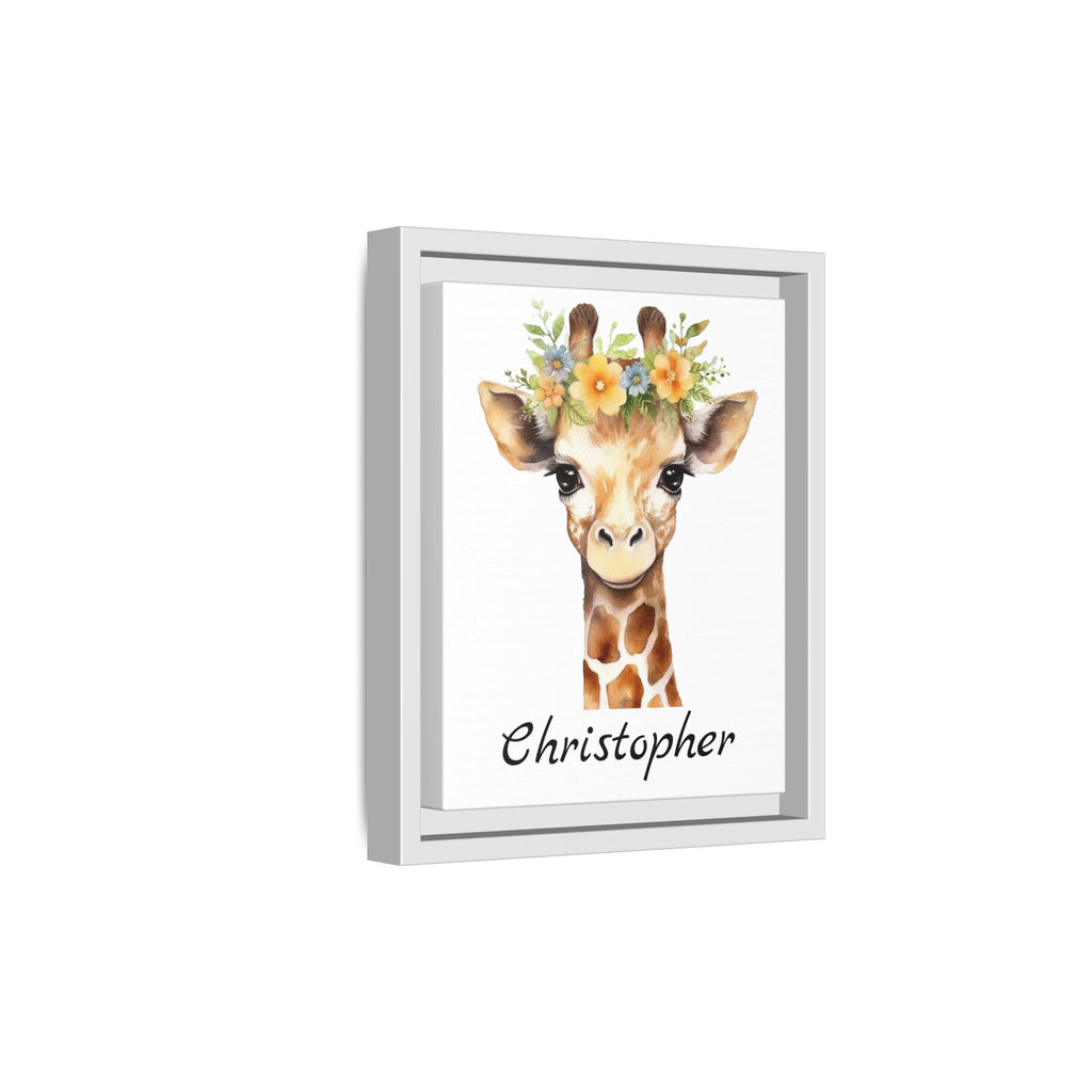 Wall Art, Personalized Baby Giraffe Matte Canvas, Framed Decor, Nursery Decor, Kids Room Decor, Safari Nursery Art, Animal Nursery Art