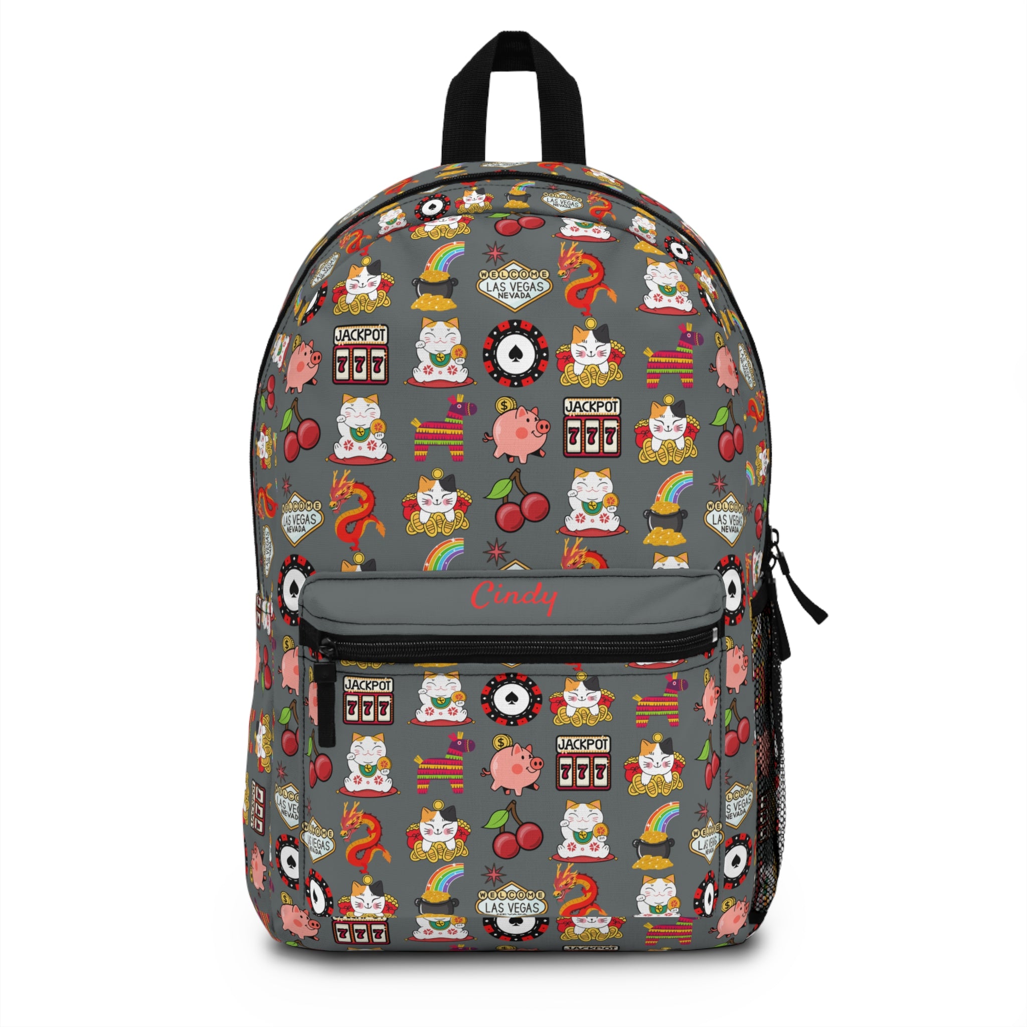 Custom Vegas Print Backpack, Personalized Casino Travel Bag, Vegas Theme Tote, Gambling Lover Gift, Las Vegas Souvenir, Casino Lover