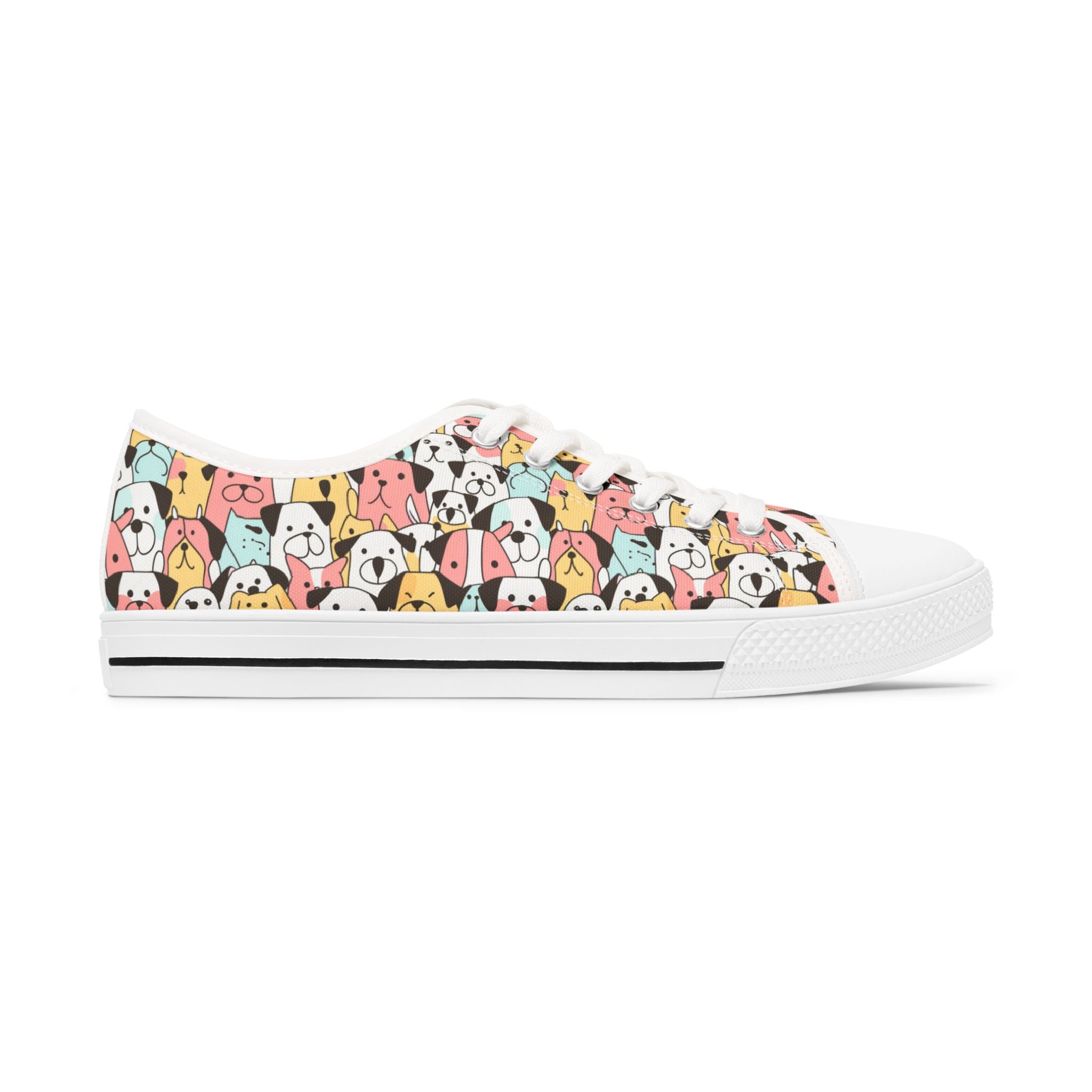 Dog Faces Sneakers, Cute Animal Shoes, Women's Low Tops, Dog Lover Gift, Casual Footwear