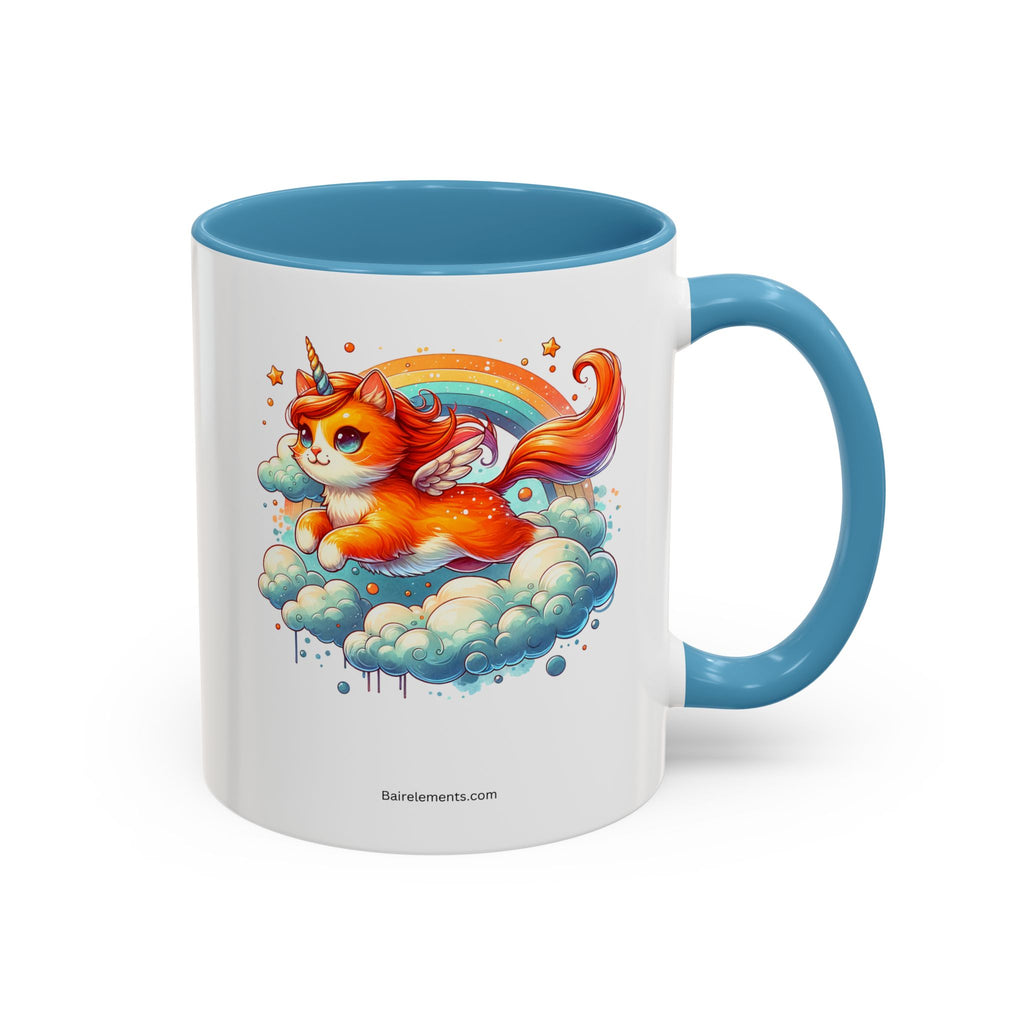 Personalized Flying Orange Unicorn Cat Coffee Mug, Orange Cat Mug