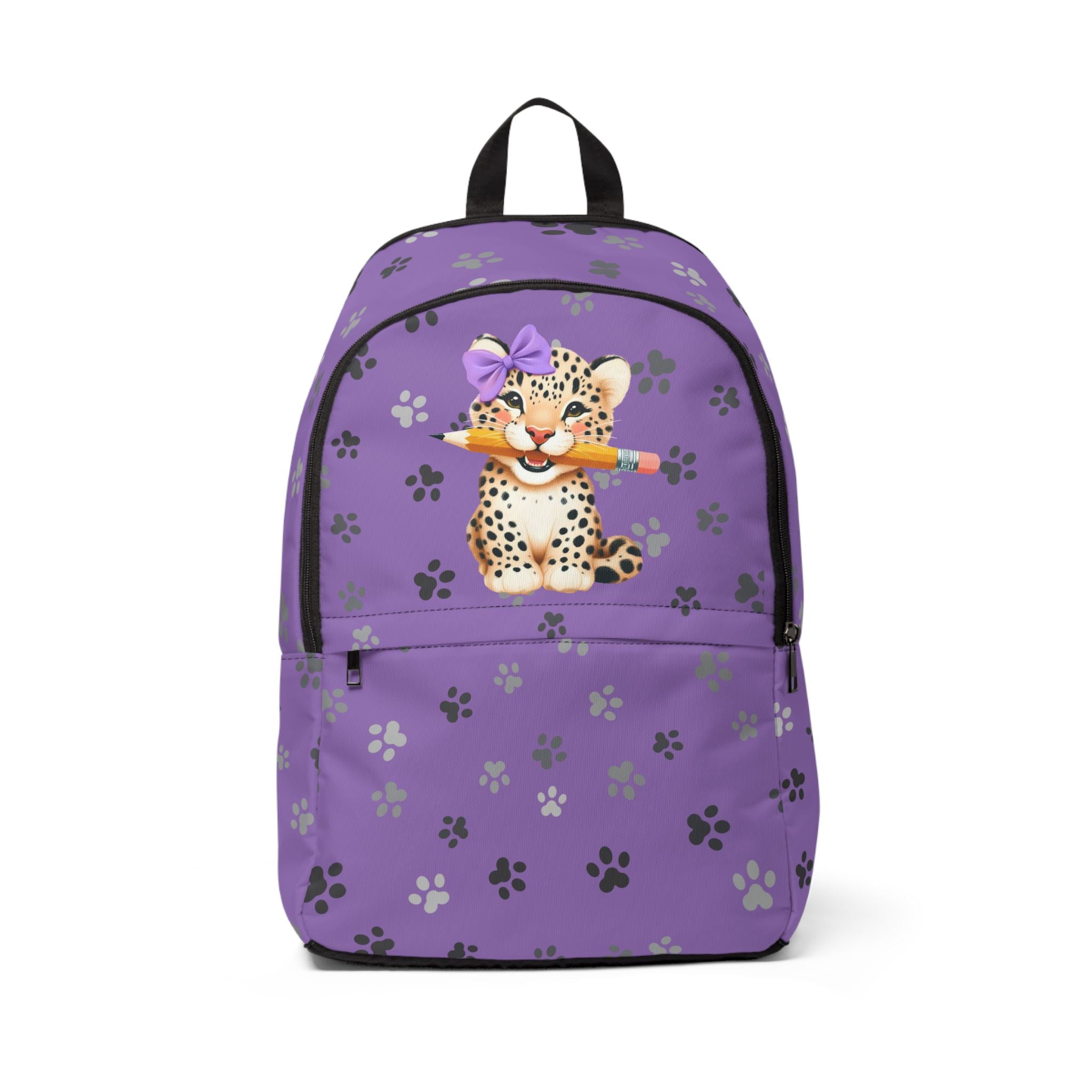 Kids Cat Character Nylon Backpack, Back to School Backpack 16"X12"X5" Purple