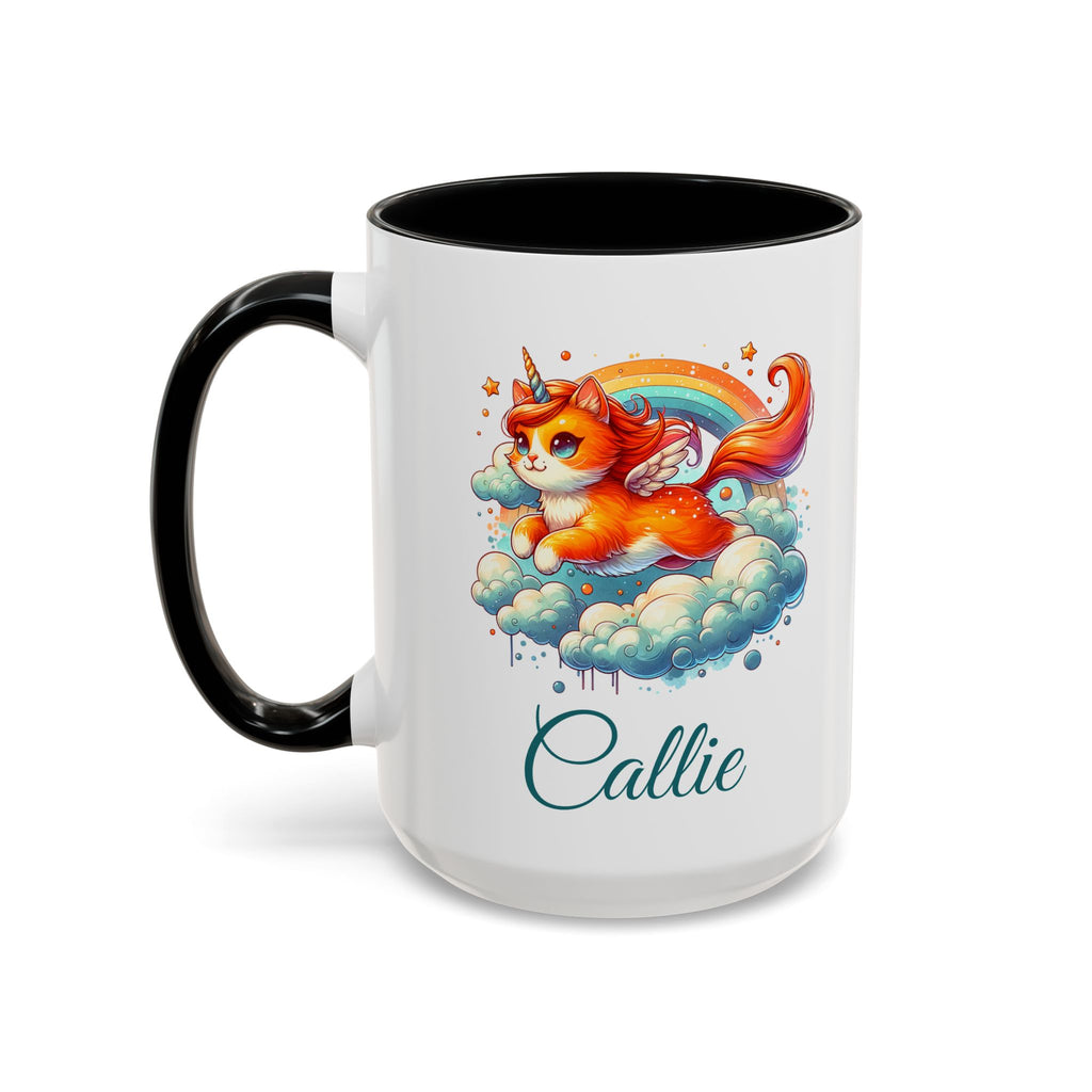 Personalized Flying Orange Unicorn Cat Coffee Mug, Orange Cat Mug