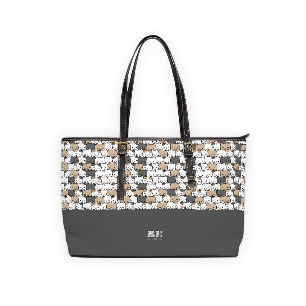 Designer Cats Leather Tote Bag