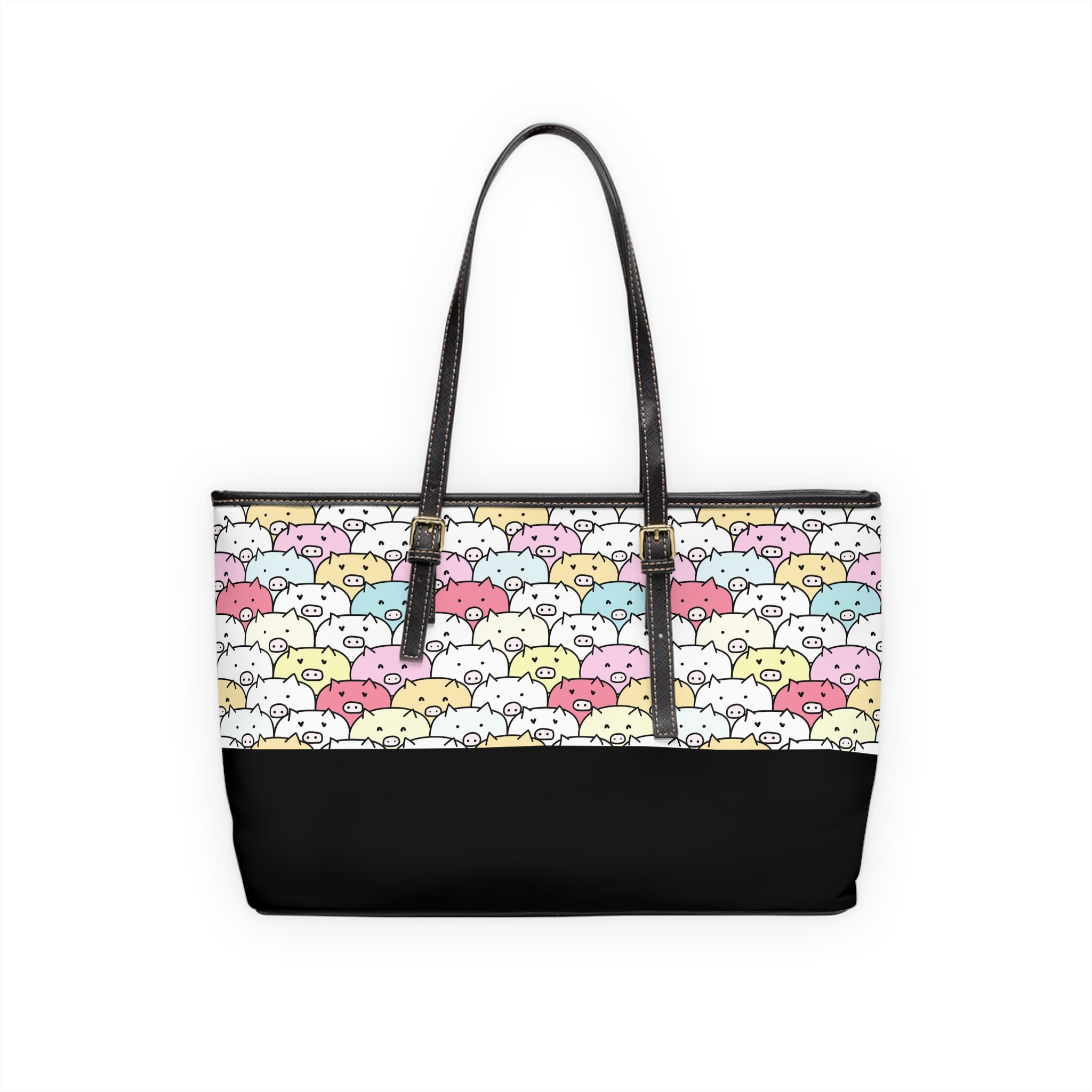Pile of Piggies Leather Tote Bag, PU Leather Tote