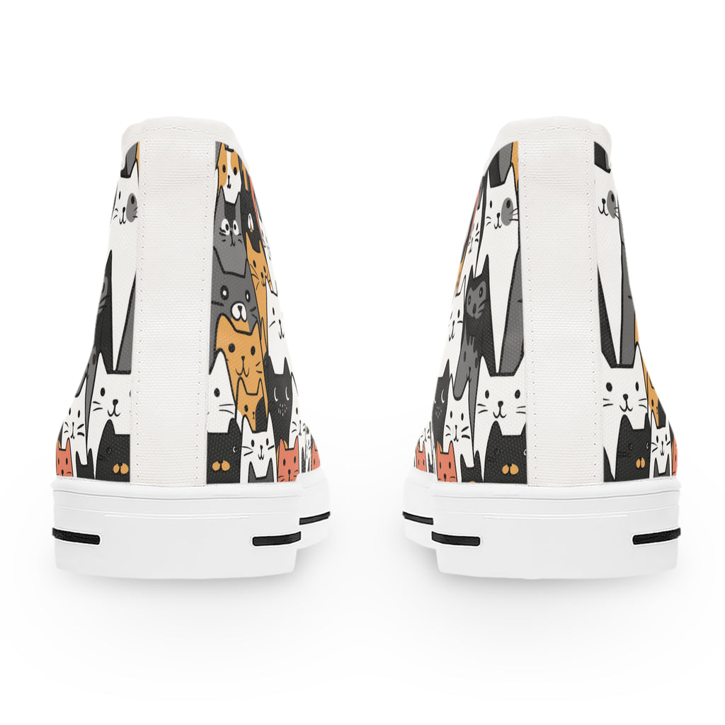 Cat Faces High Tops, Kitty Print Tennis Shoes, Animal Lover Sneakers, Cute Kitten Shoes, Cat Mom Gift, Unique Cat Gifts, Cat Lady Fashion,