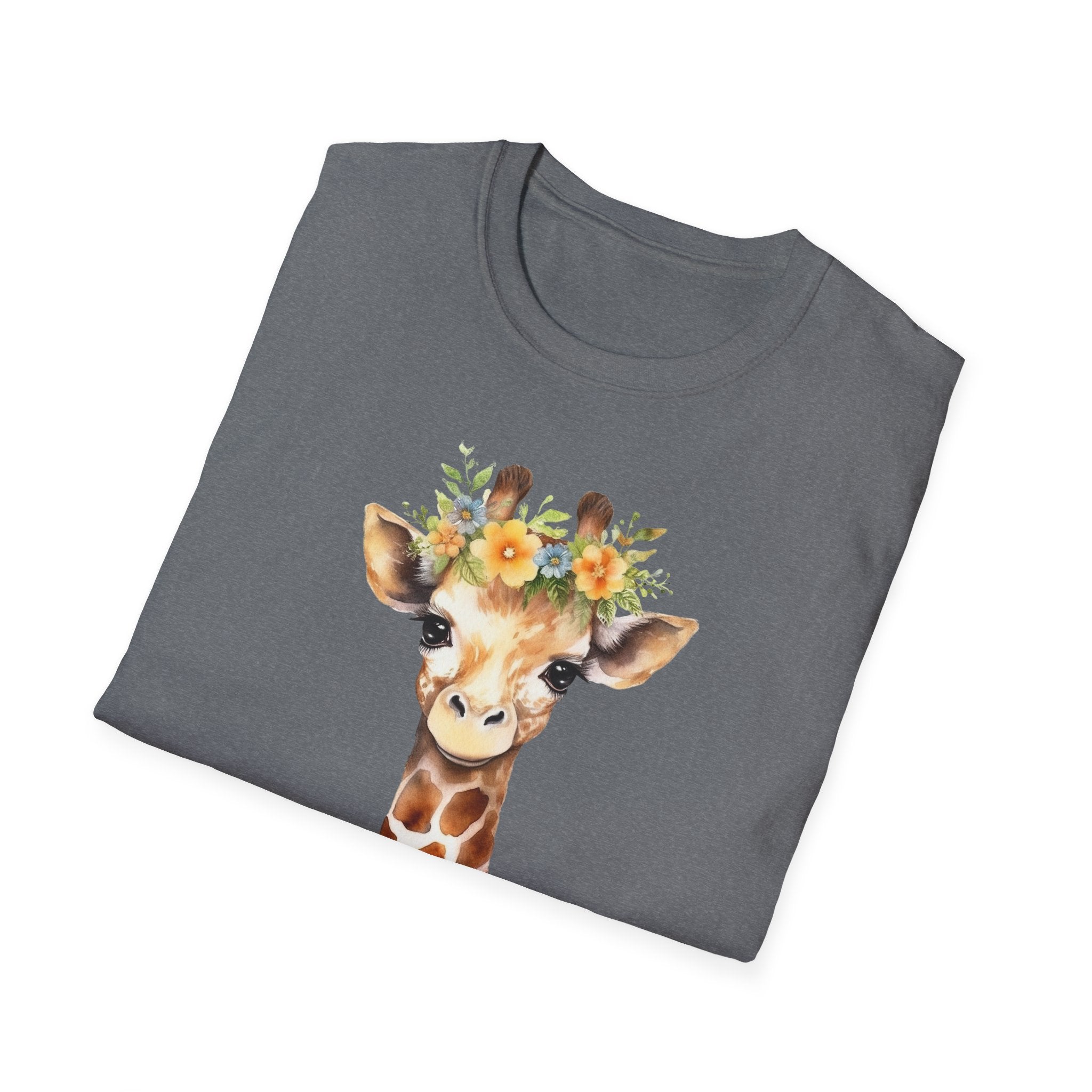 Floral Giraffe T-Shirt, Cute Animal Shirt, Unisex Tee, Animal Lover Gift, Casual Wear, Summer Fashion