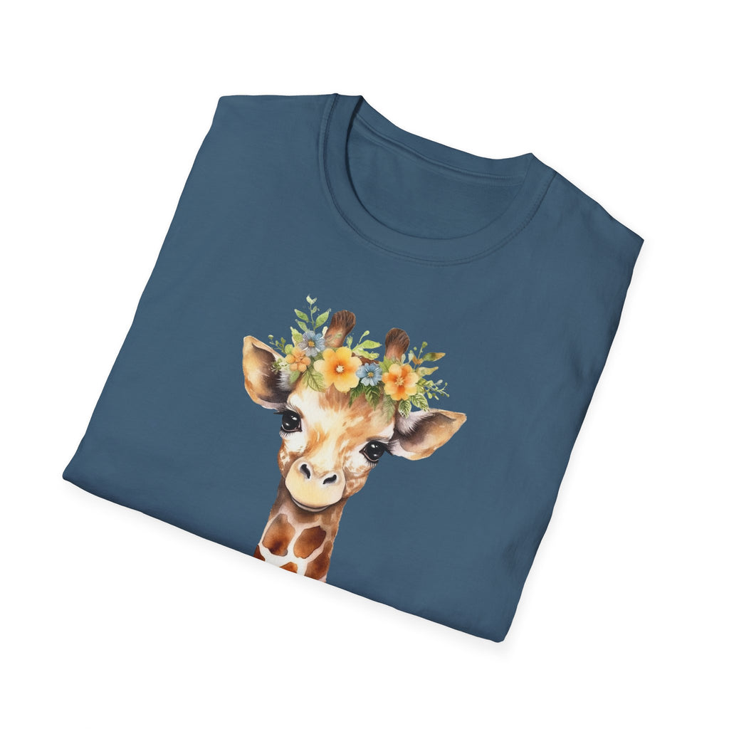 Floral Giraffe T-Shirt, Cute Animal Shirt, Unisex Tee, Animal Lover Gift, Casual Wear, Summer Fashion