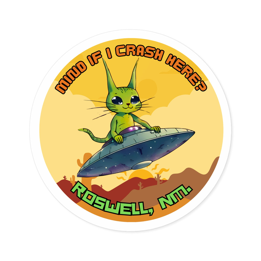 Roswell Alien Cat Stickers, Fun Decor, Laptop, Travel Mementos, Gift for UFO Lovers, Roswell Theme, Indoor/Outdoor Use