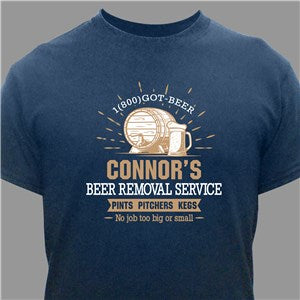 Personalized Beer Removal Service with Keg and Stein T-Shirt