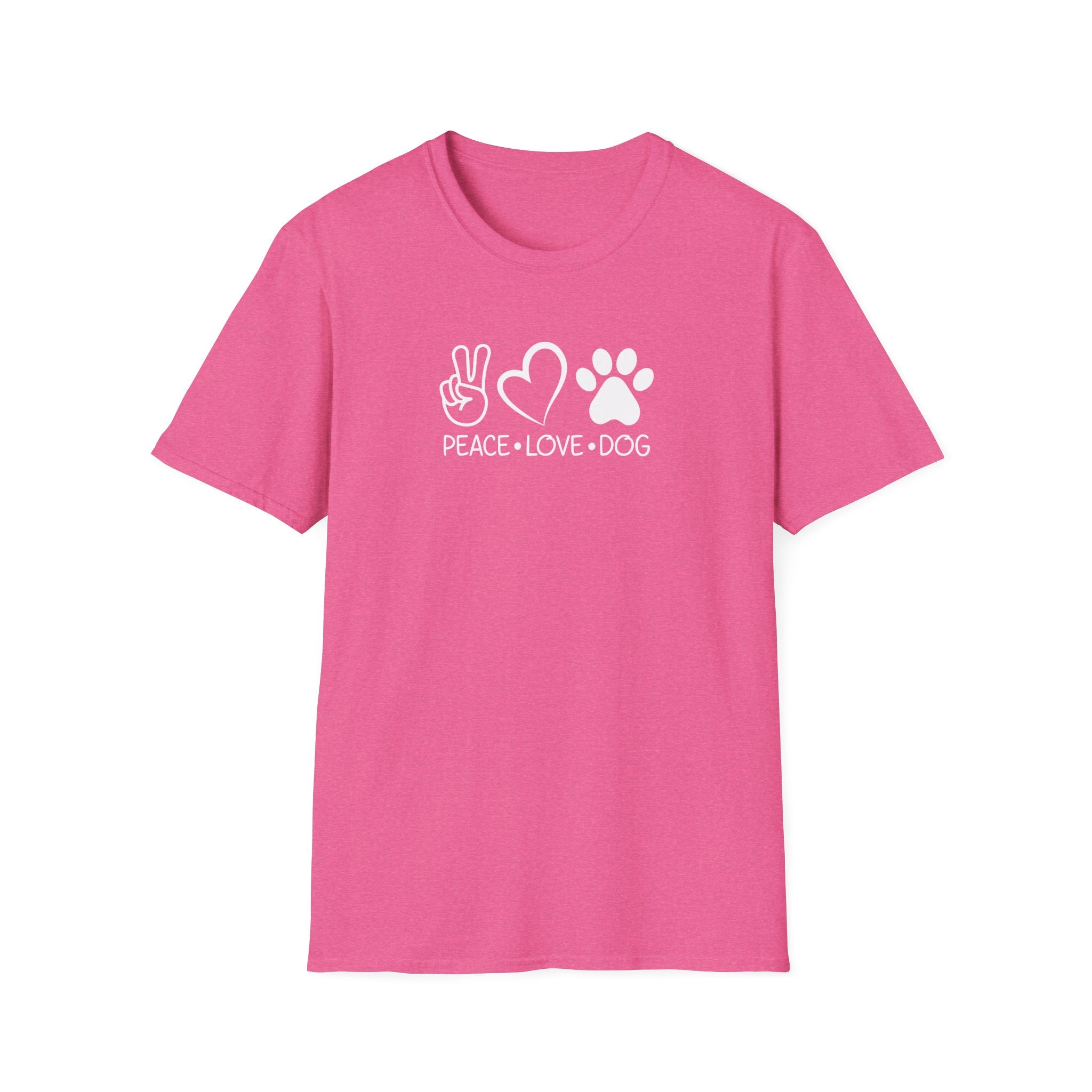 Peace Love Dog Unisex Softstyle T-Shirt, Perfect Gift for Dog Lovers, Casual Wear, Pet Lovers' Day, Adoption Events, Animal Lovers