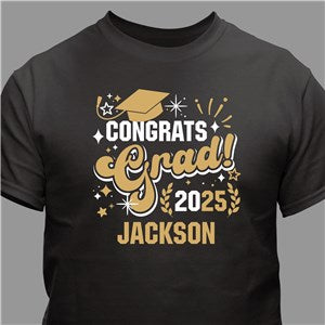 Personalized Congrats Grad with Year and Name Black T-Shirt