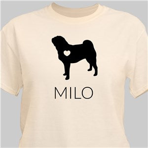 Personalized Dog Silhouette with Heart and Name T-Shirt