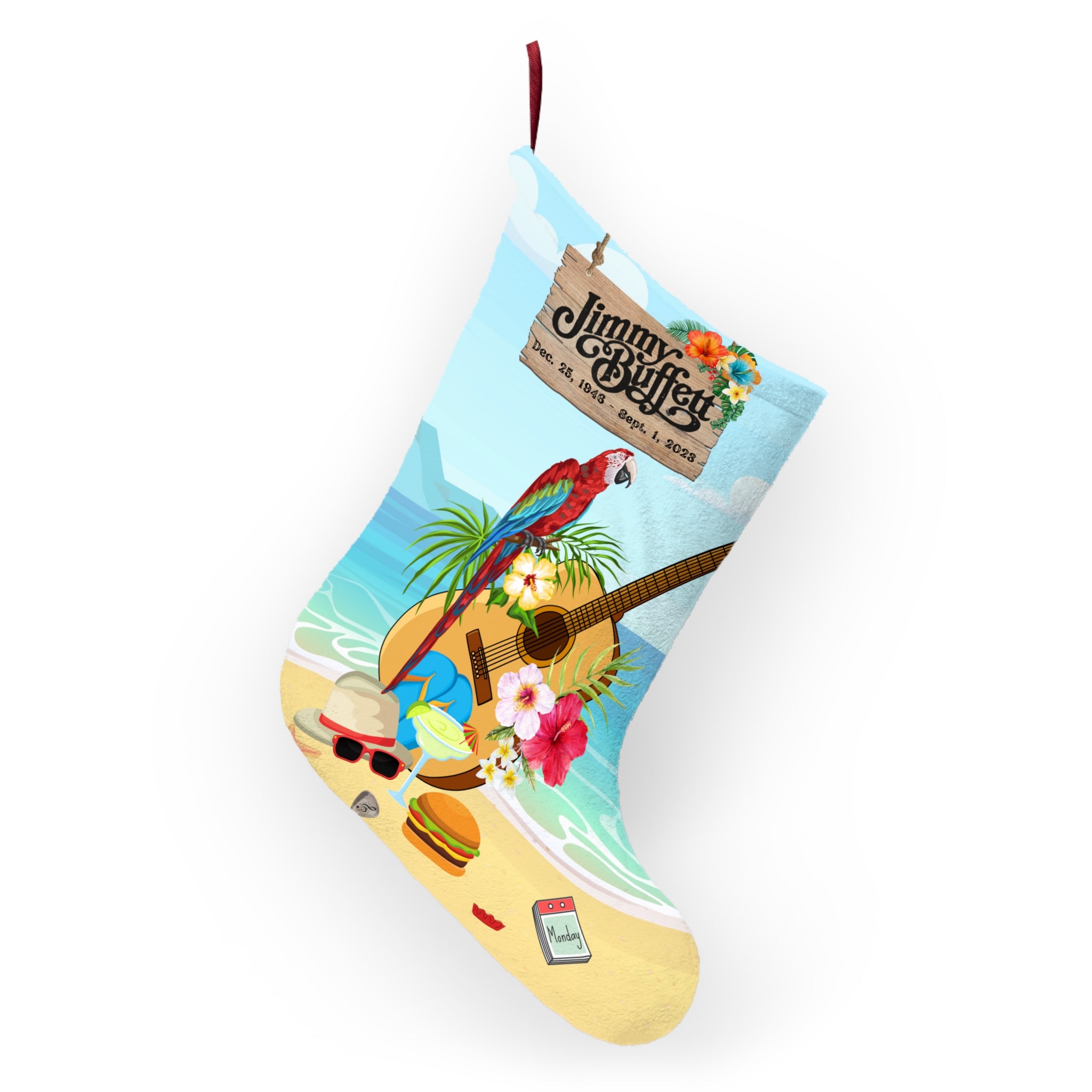 Jimmy Buffett Memorial Fleece Christmas Stocking, Jimmy Buffett Memorabilia