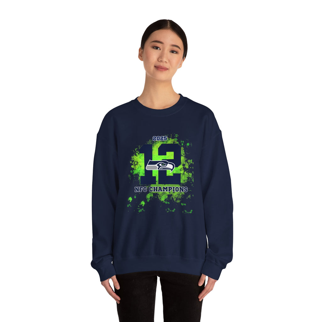 Seattle Seahawks 12th Man NFC Champions 2025 Crewneck Sweatshirt