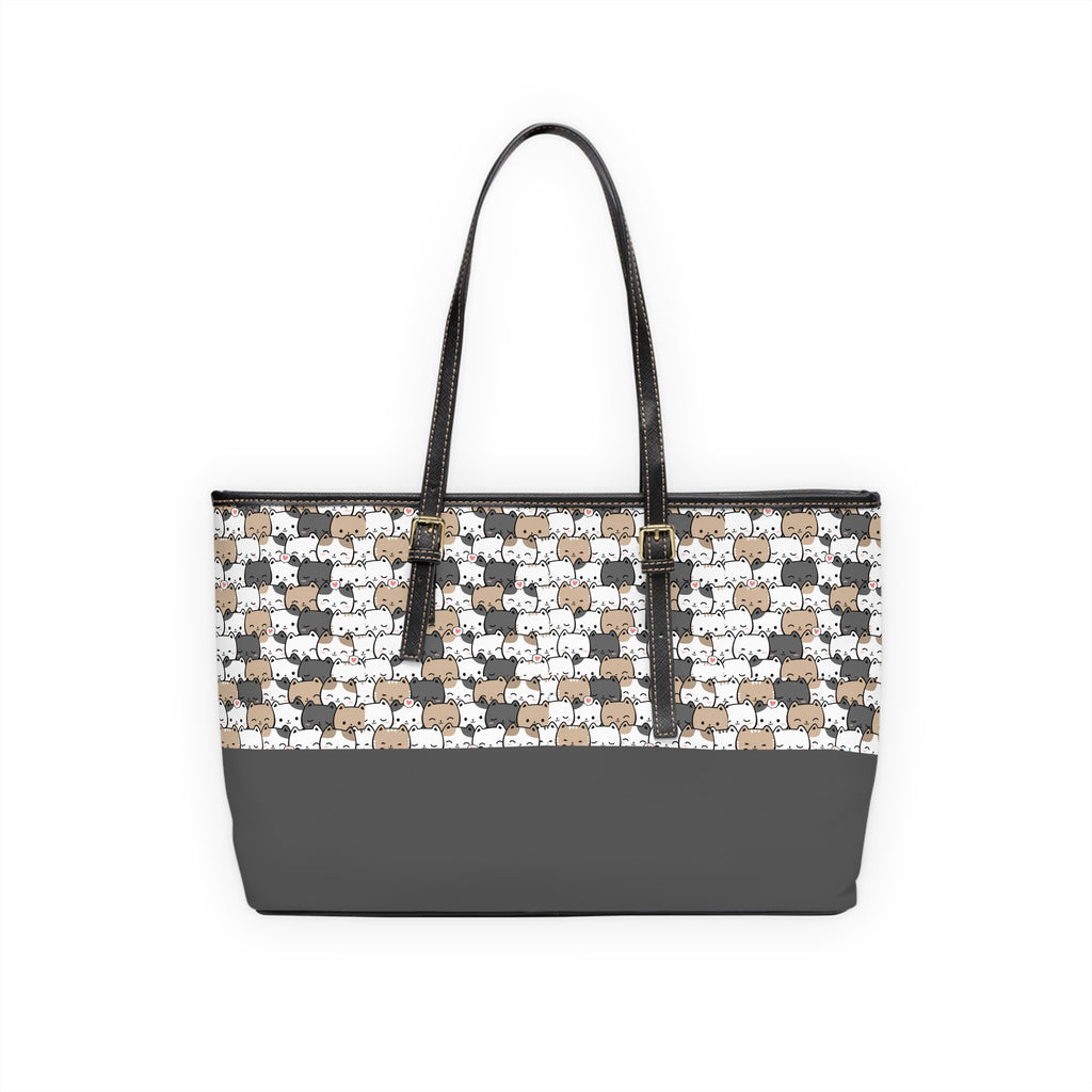 Designer Cats Leather Tote Bag