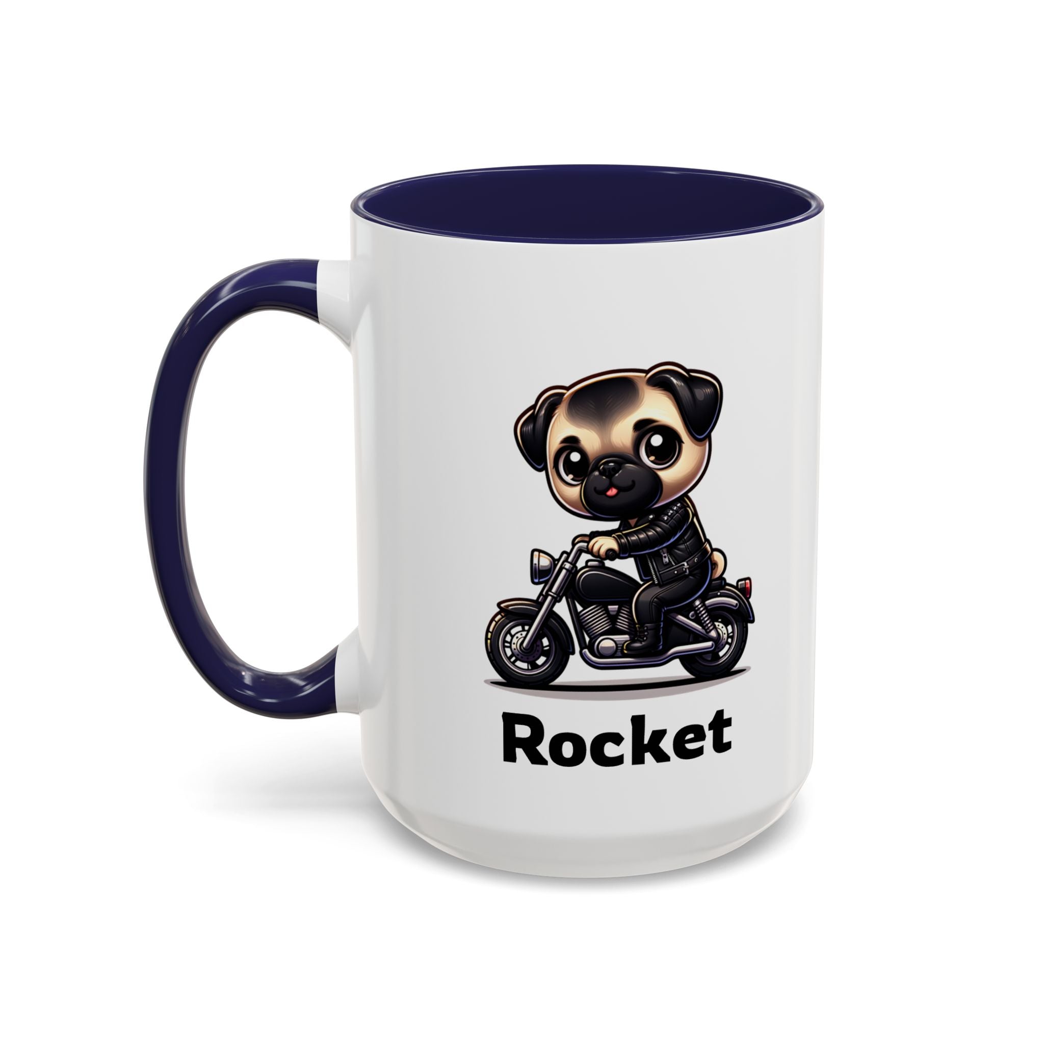 Personalized Motorcycle Pug Mug , Custom Dog Lover Coffee Cup