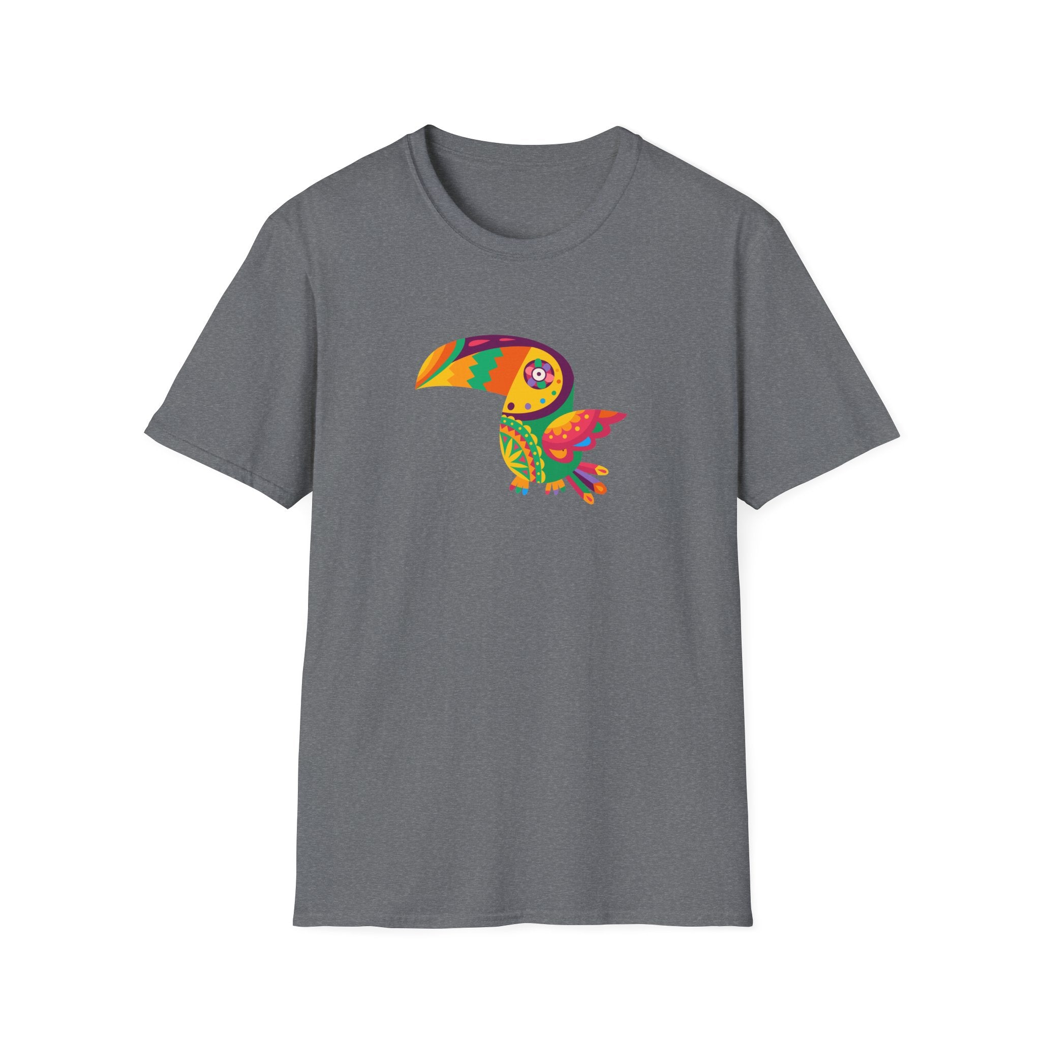 Colorful Toucan Unisex Softstyle T-Shirt, Cute Tropical Shirt, Animal Lover Gift, Casual Wear, Summer Fashion, Nature Enthusiast