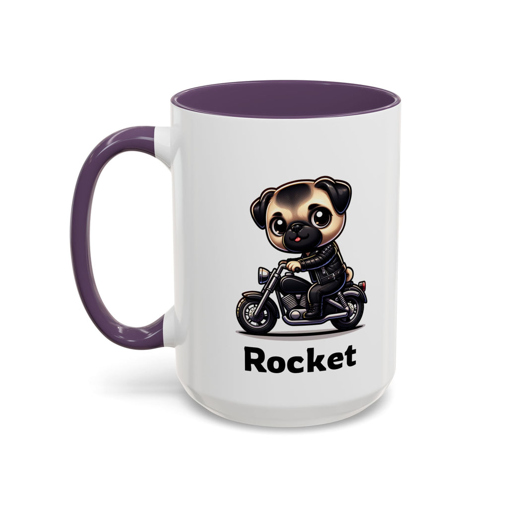 Personalized Motorcycle Pug Mug , Custom Dog Lover Coffee Cup