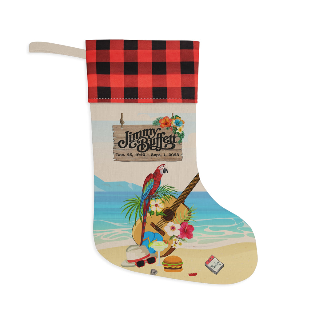 Jimmy Buffett Linen Plaid Christmas Stocking, Jimmy Buffett Memorabilia