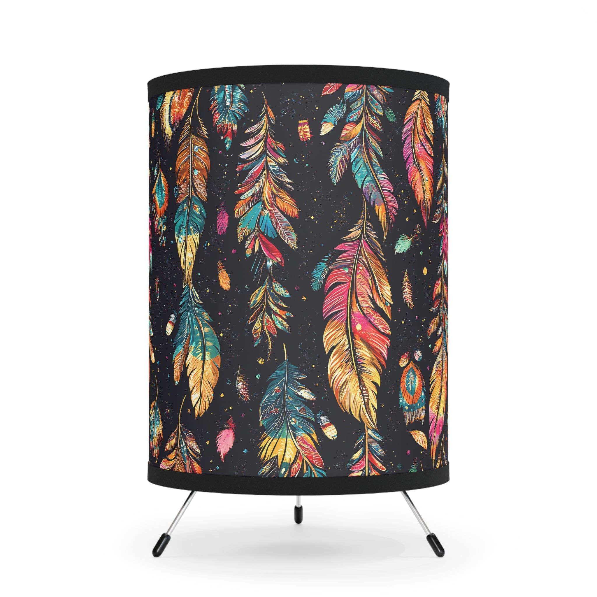 Night Sky Feather Design Table Lamp, Unique Lighting, Gift for Nature Lovers, Vintage Style, Home Decor, US\'CA Plug