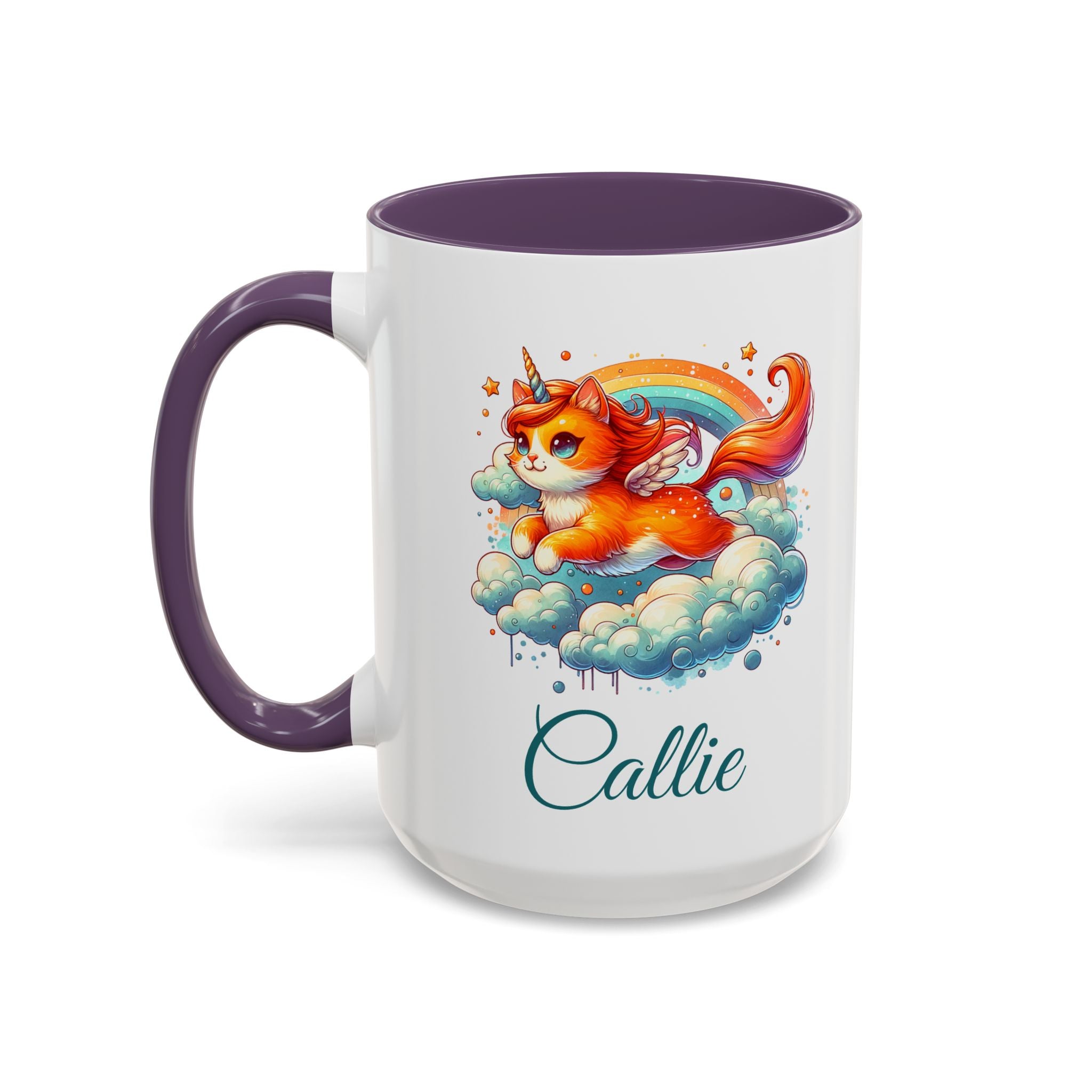 Personalized Flying Orange Unicorn Cat Coffee Mug, Orange Cat Mug