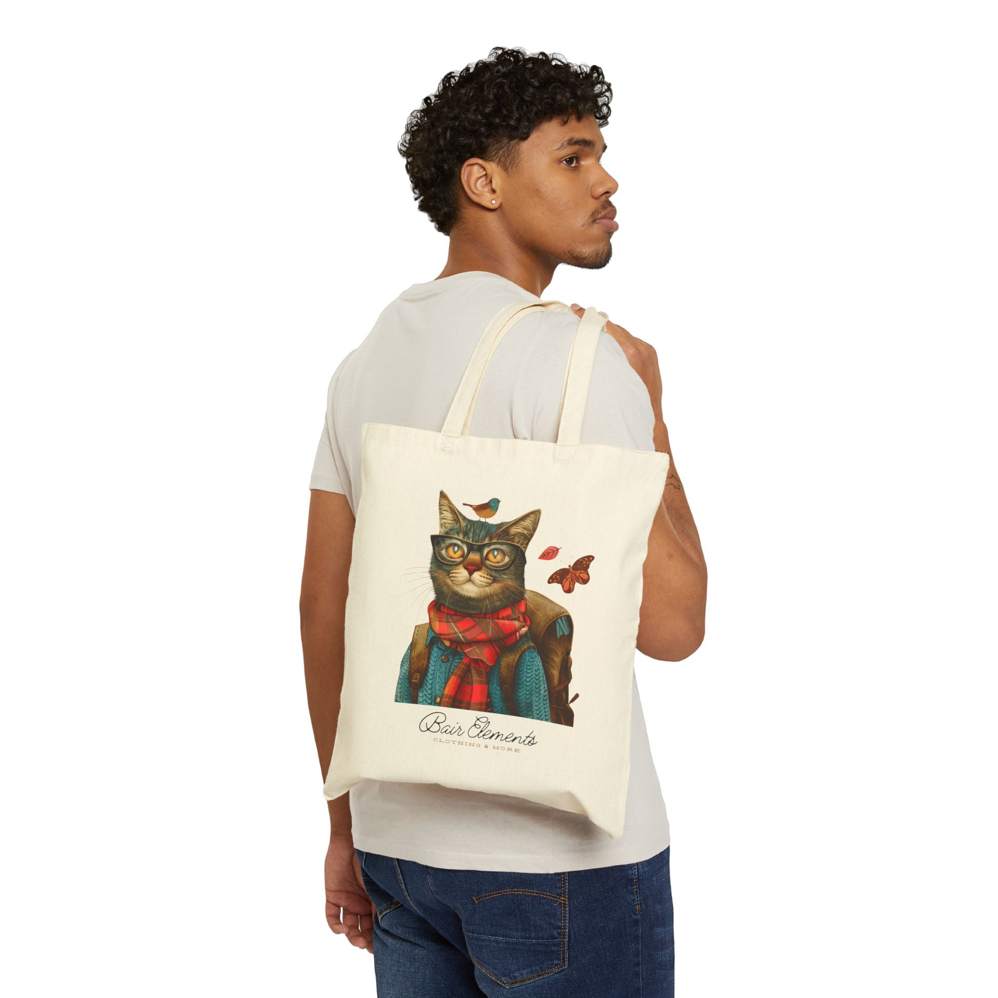 Woodland Fall Cat Heavy Canvas Shopping Tote, Cat Shopping Tote